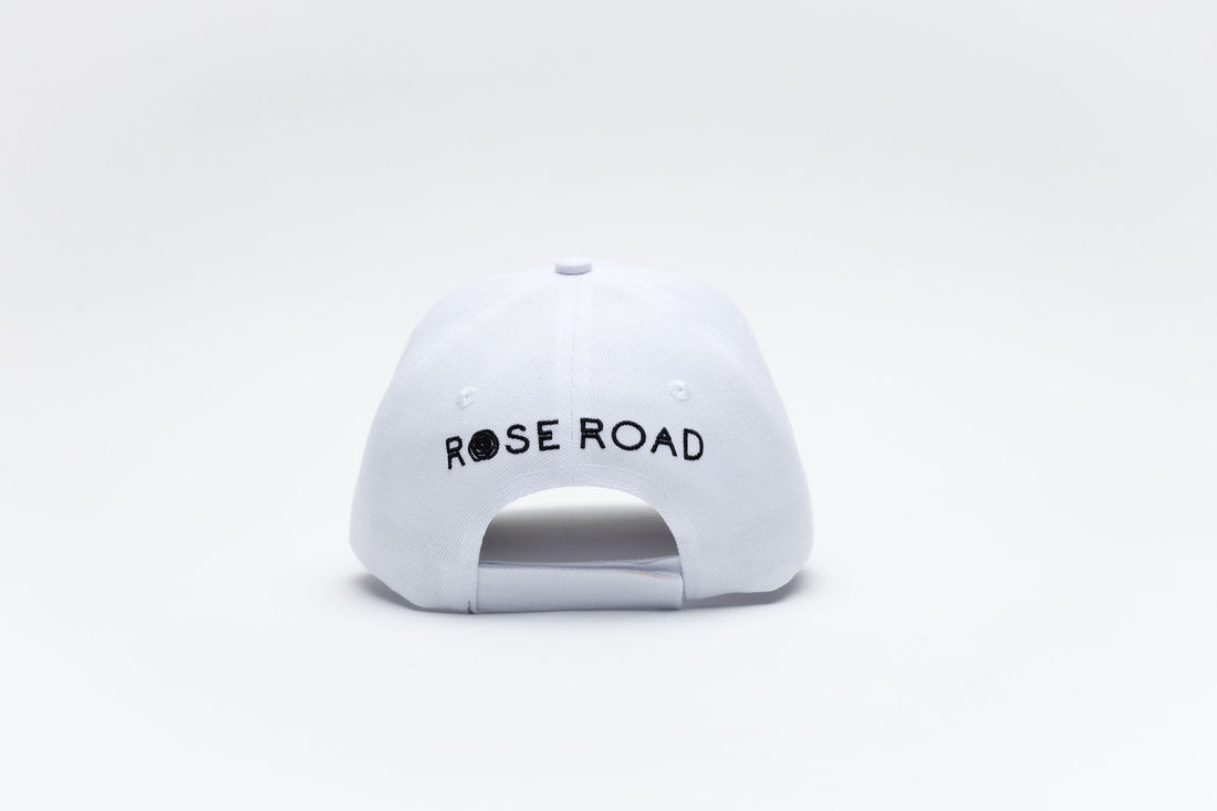 Baseball Cap | White with Black Rose