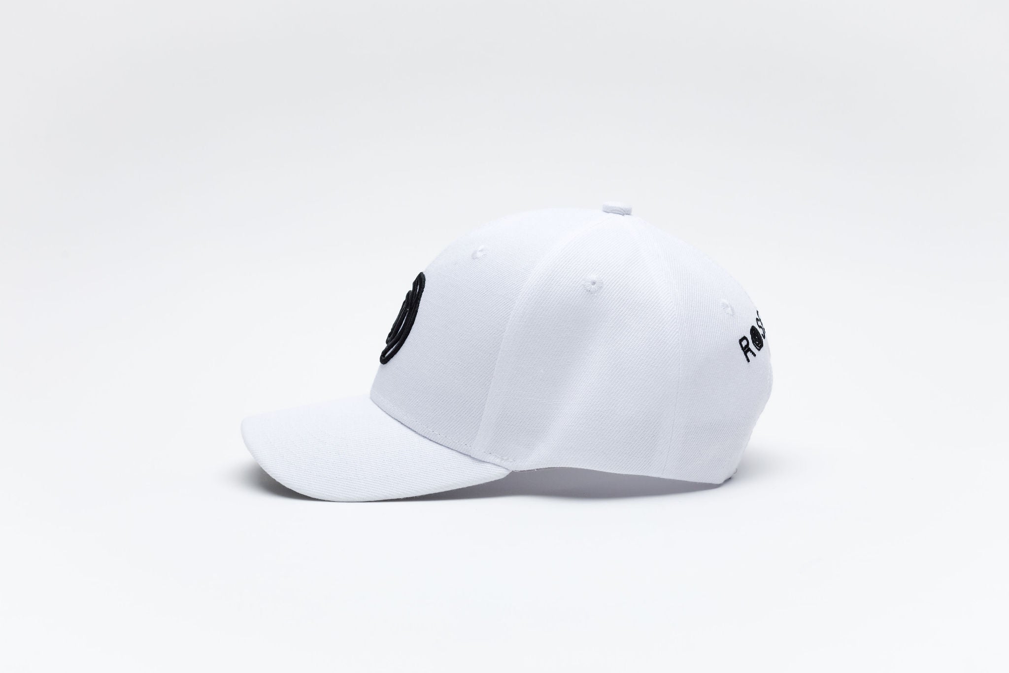 Baseball Cap | White with Black Rose