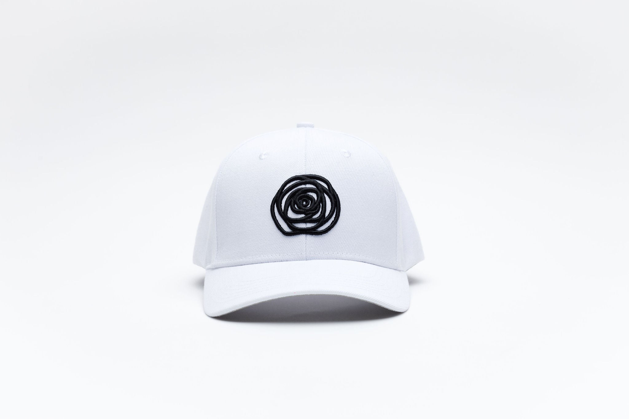 Baseball Cap | White with Black Rose