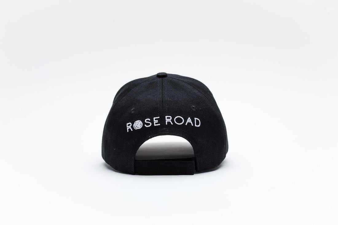 Baseball Cap | Black with White Rose