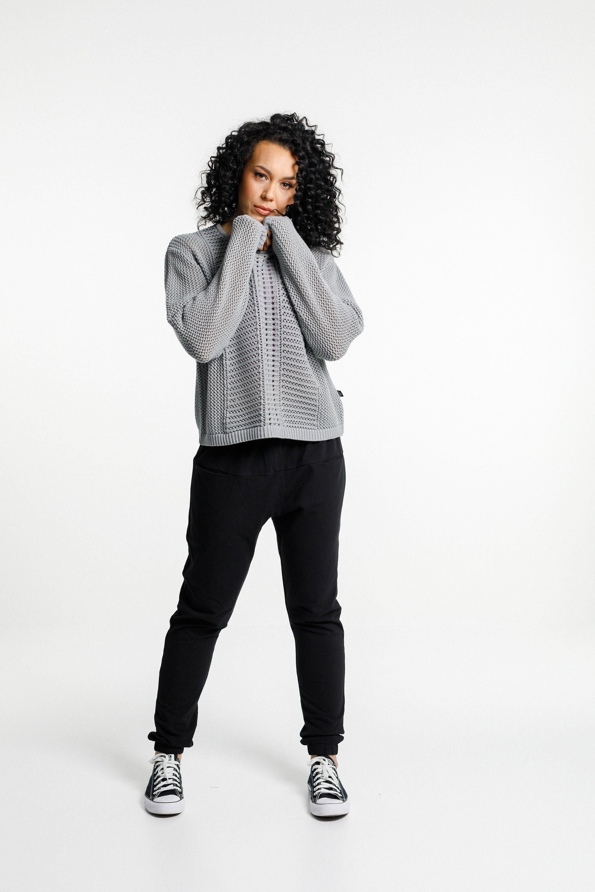 Crochet Long Sleeve Tee | Pewter