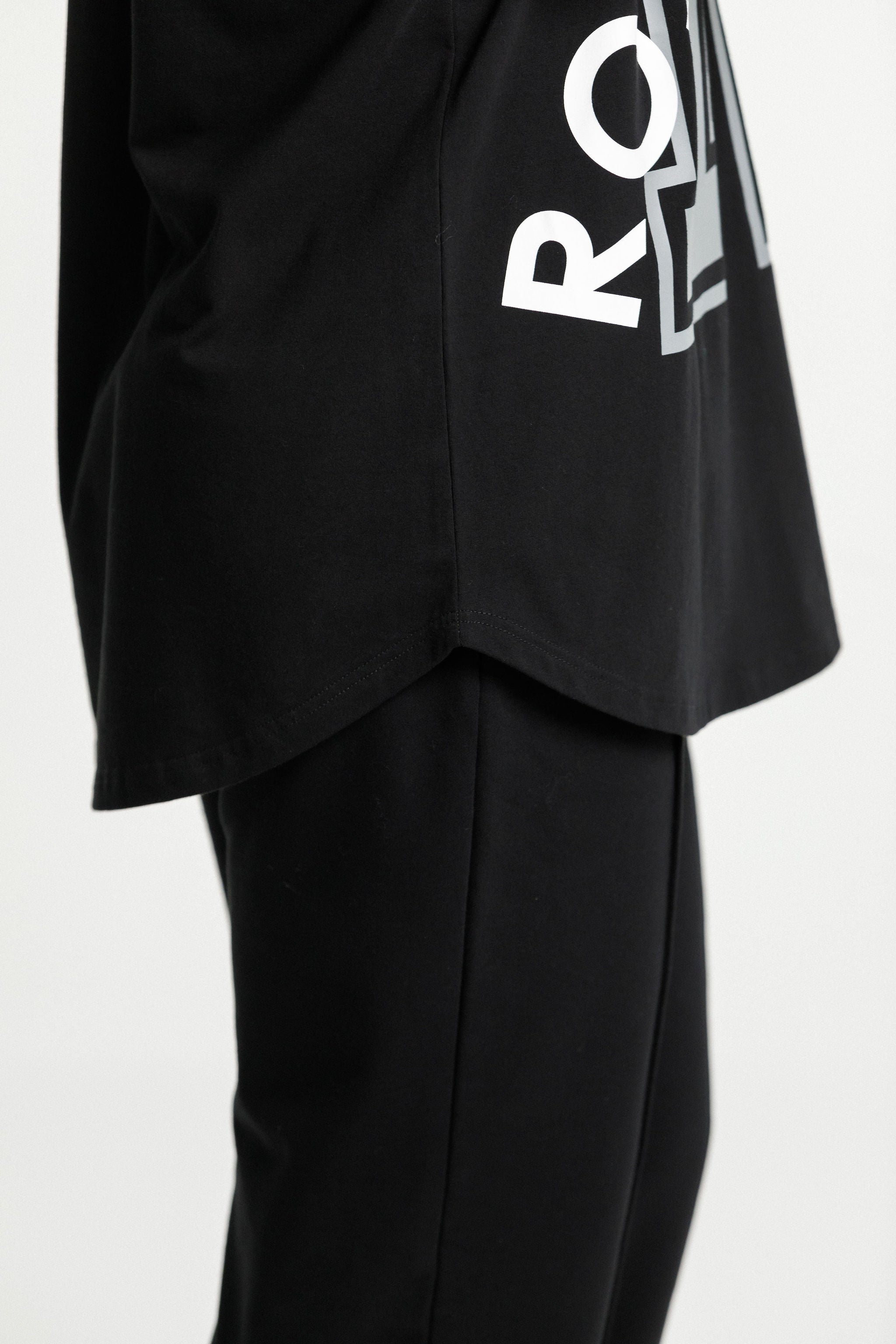 Boyfriend Tee | Black with Varsity Print