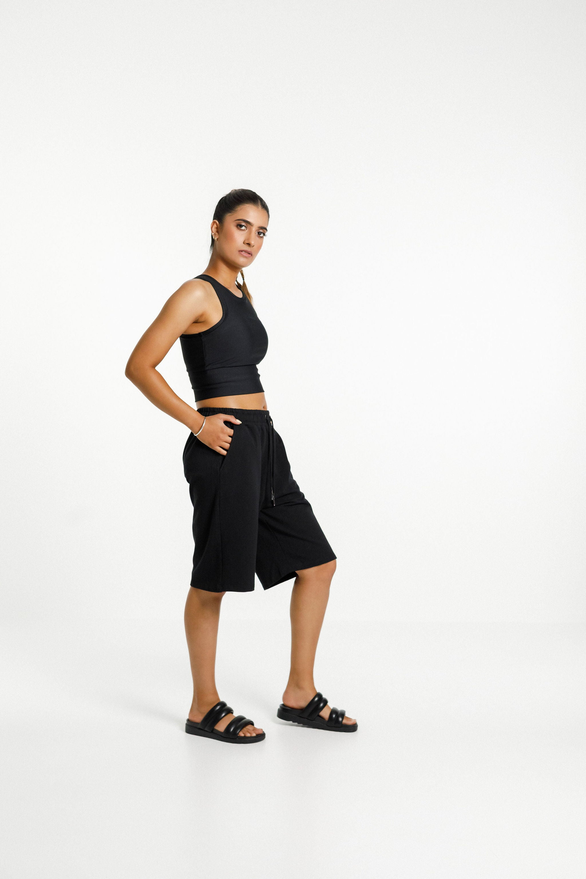 Long Sweat Shorts | Black