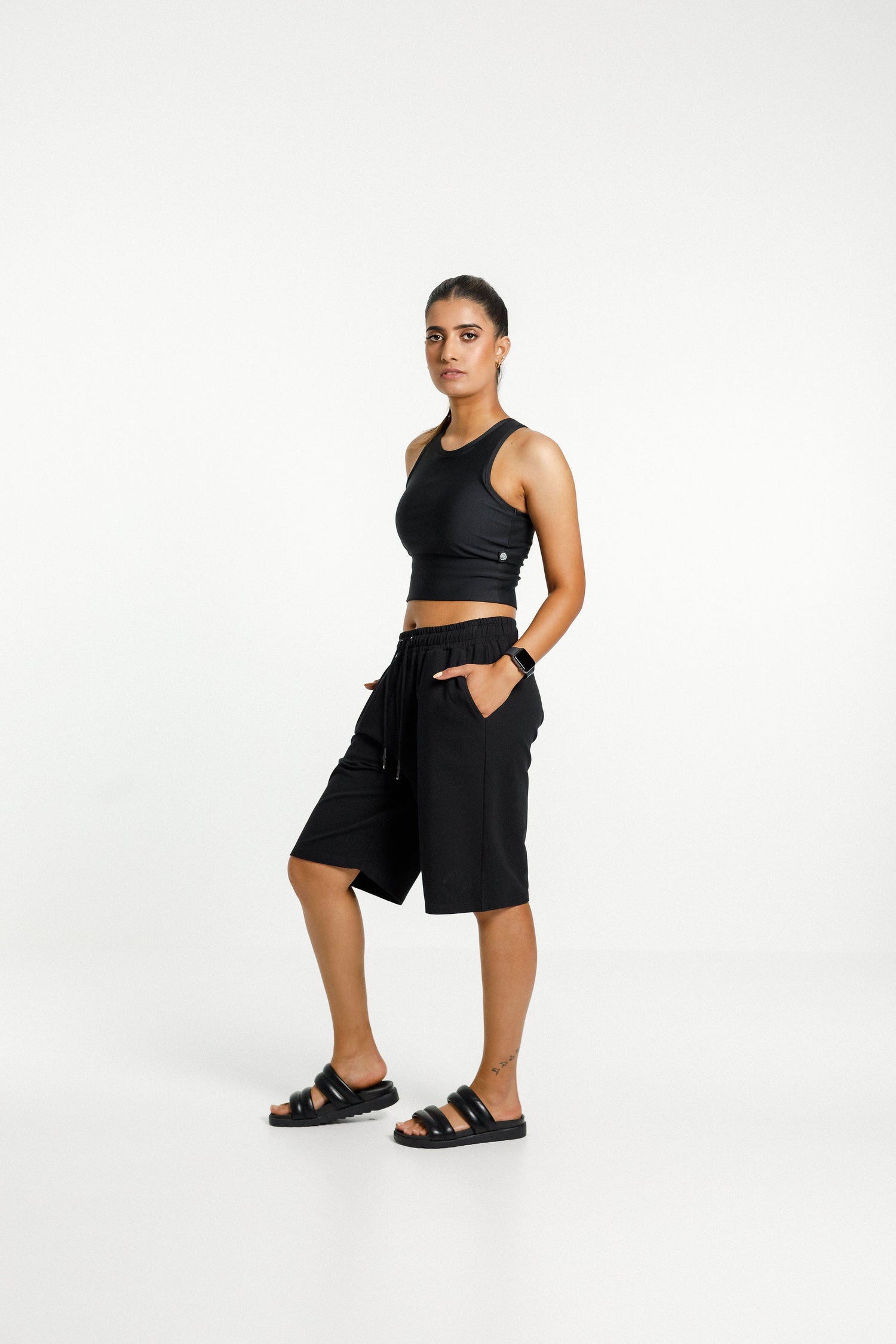 Long Sweat Shorts | Black