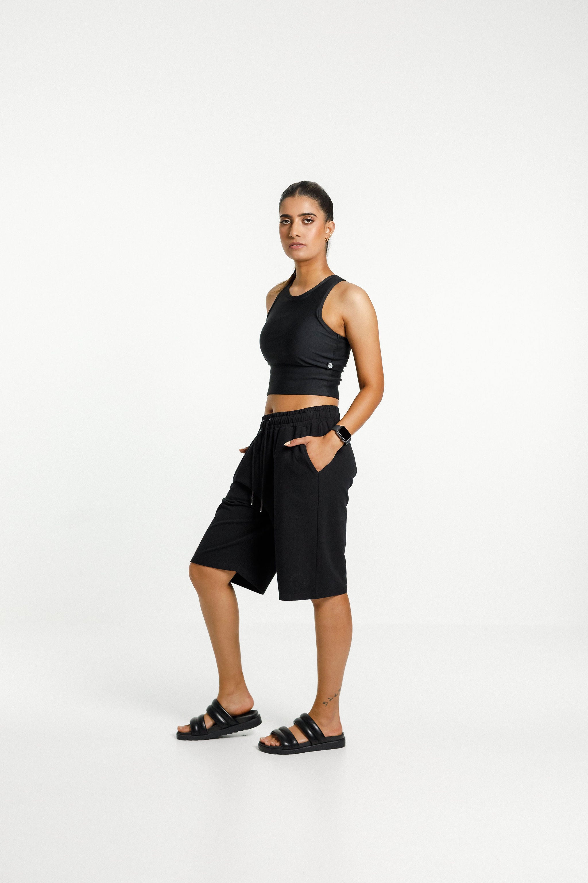 Long Sweat Shorts | Black