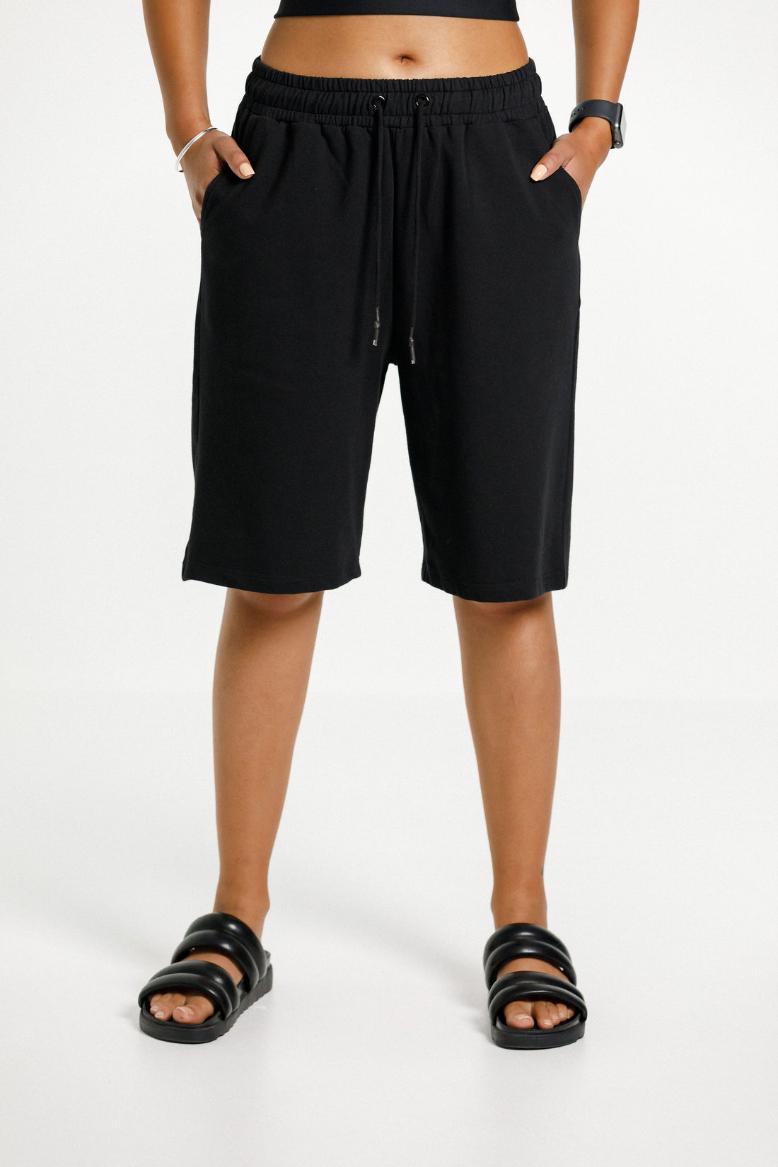 Long Sweat Shorts | Black