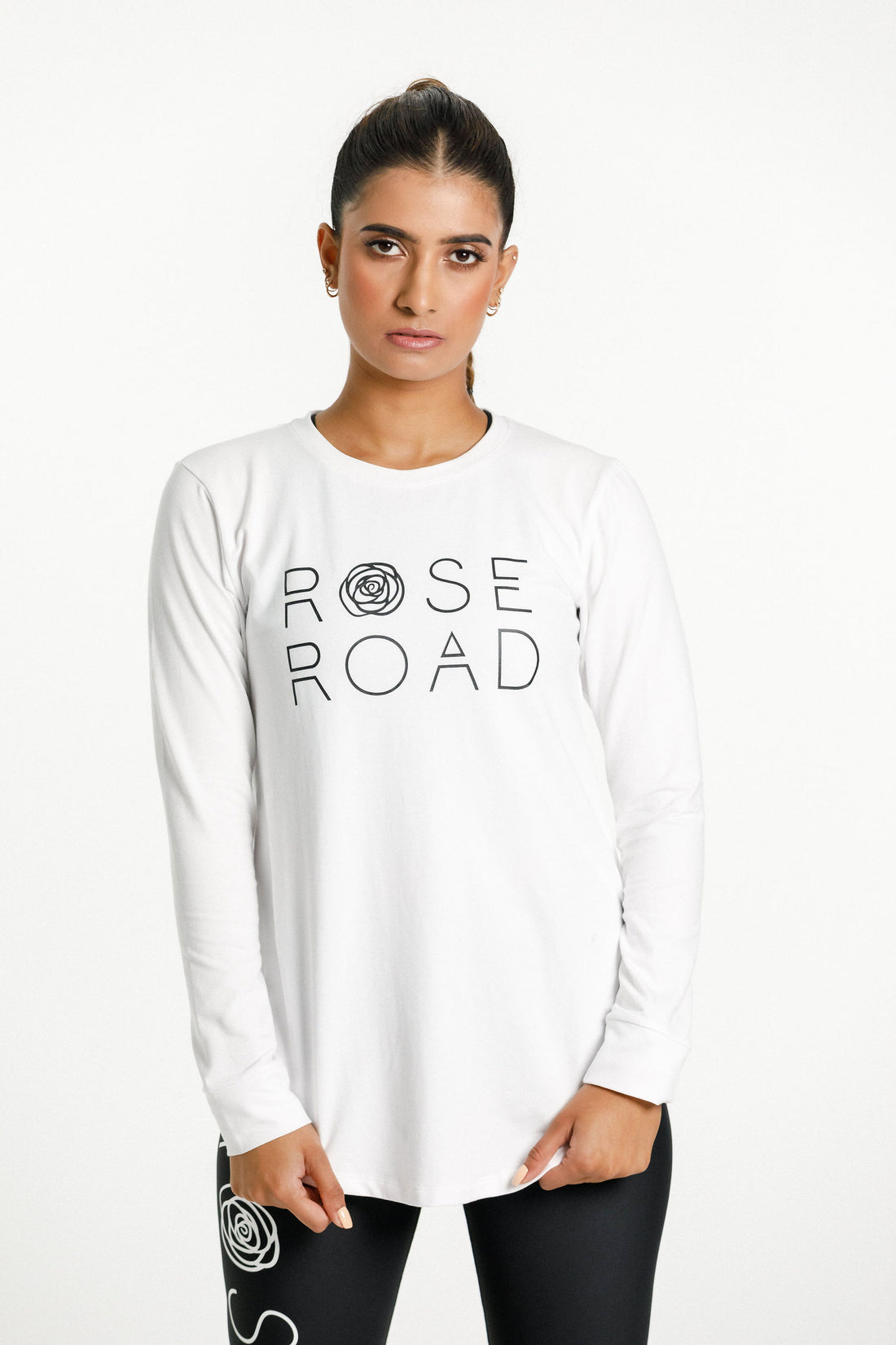 Harper Long Sleeve Tee | White with Logo