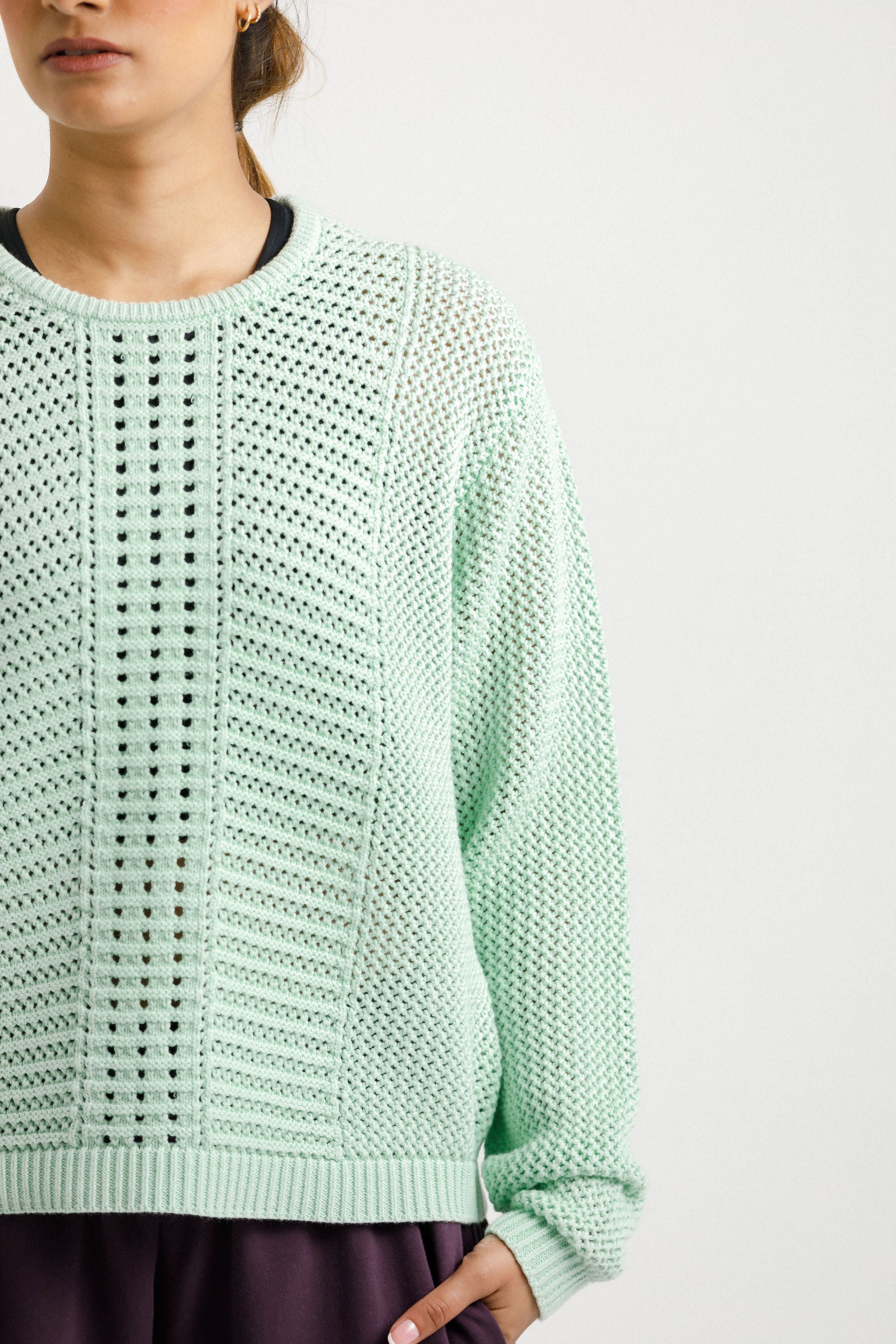 Crochet Long Sleeve Tee | Seafoam