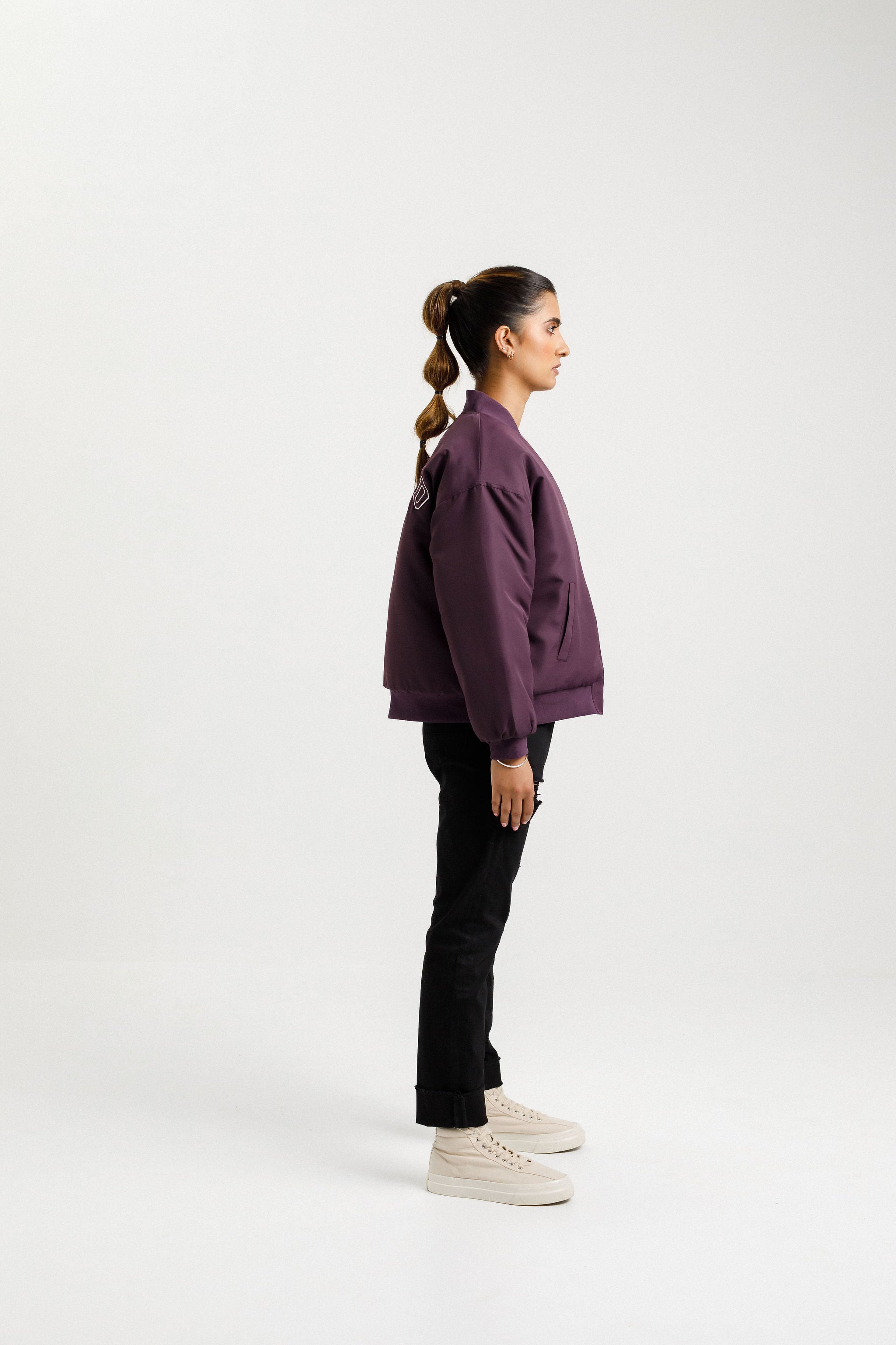 Varsity Bomber Jacket | Plum