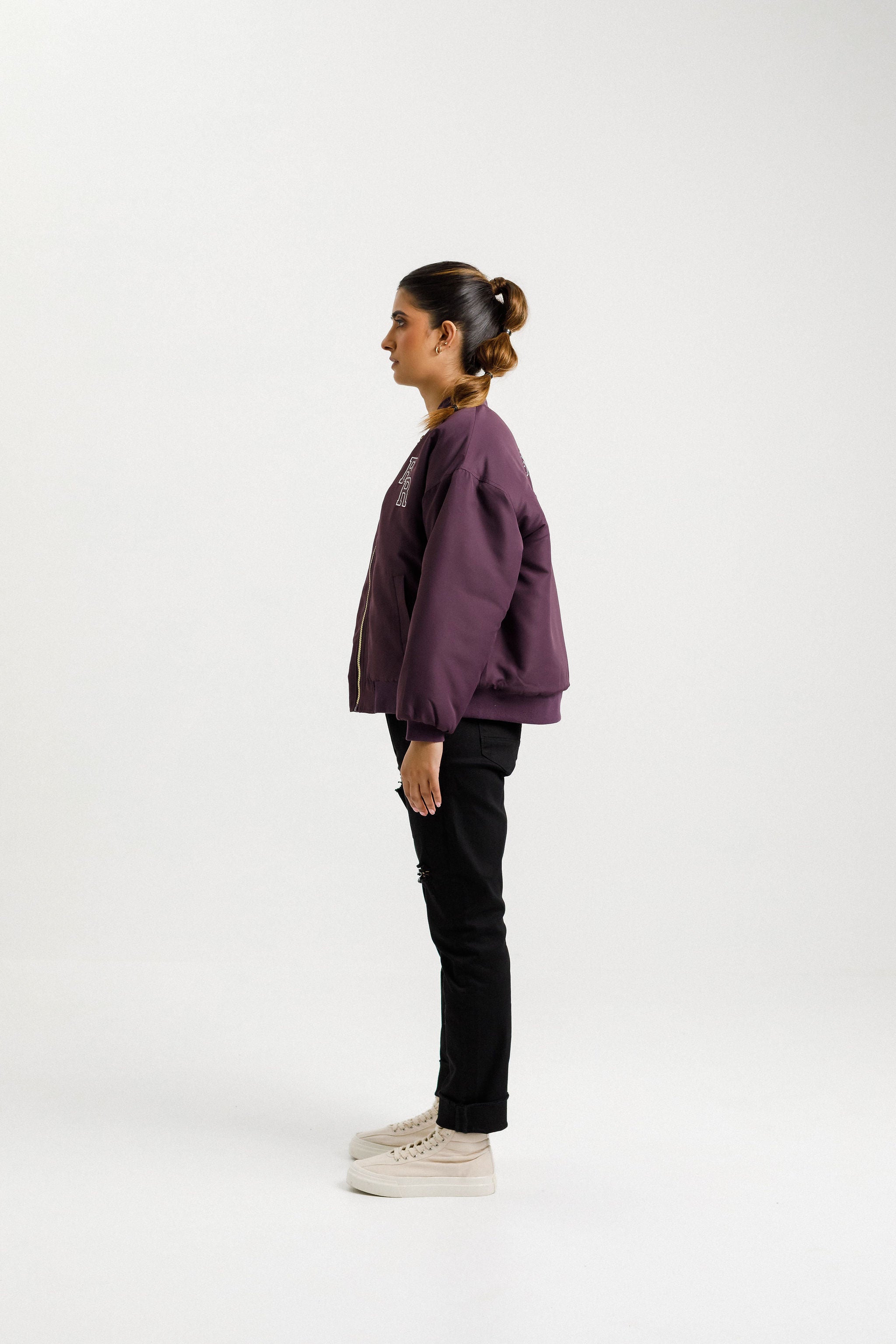 Varsity Bomber Jacket | Plum