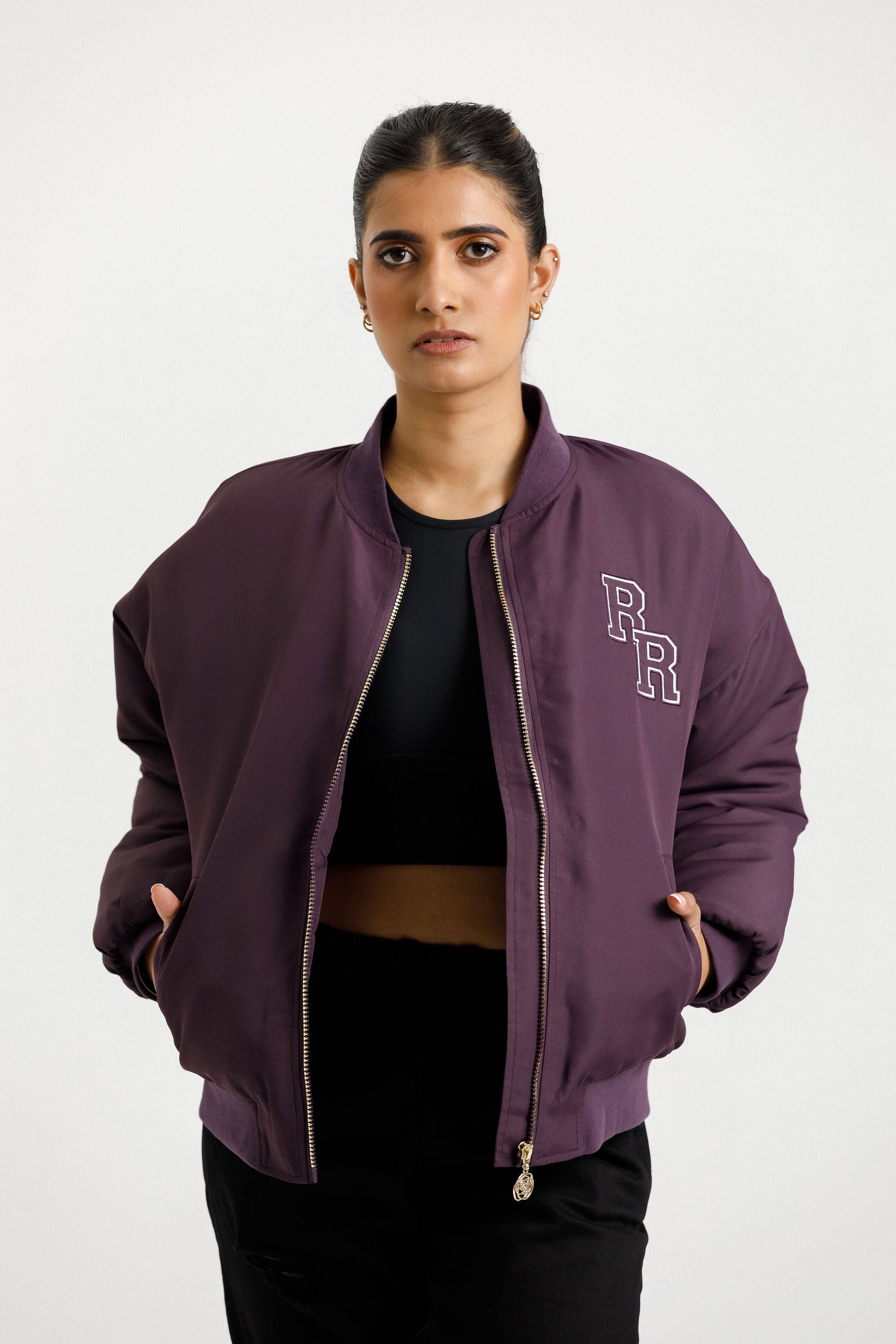 Varsity Bomber Jacket | Plum