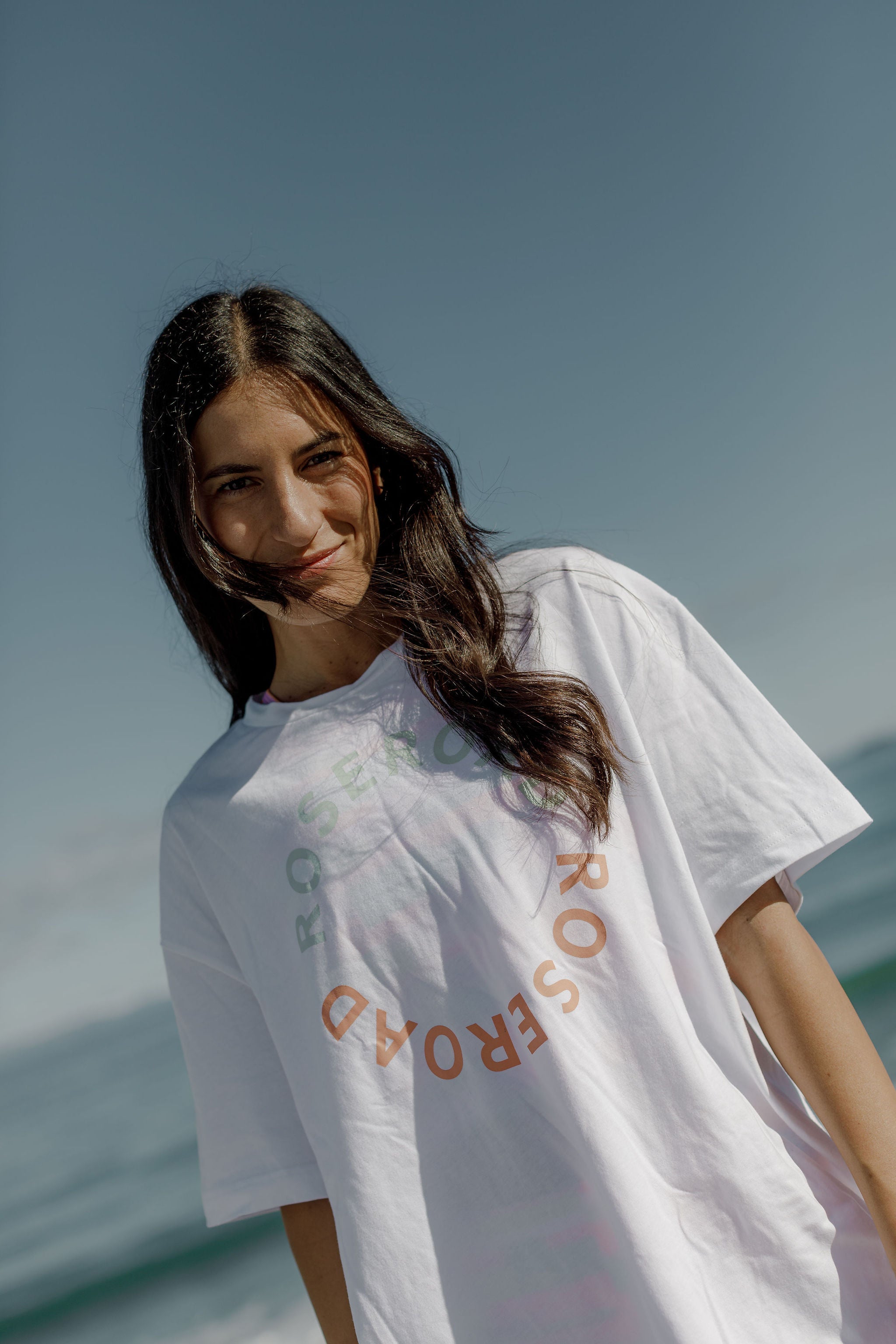 Arizona Tee | White with Seafoam Circular Print