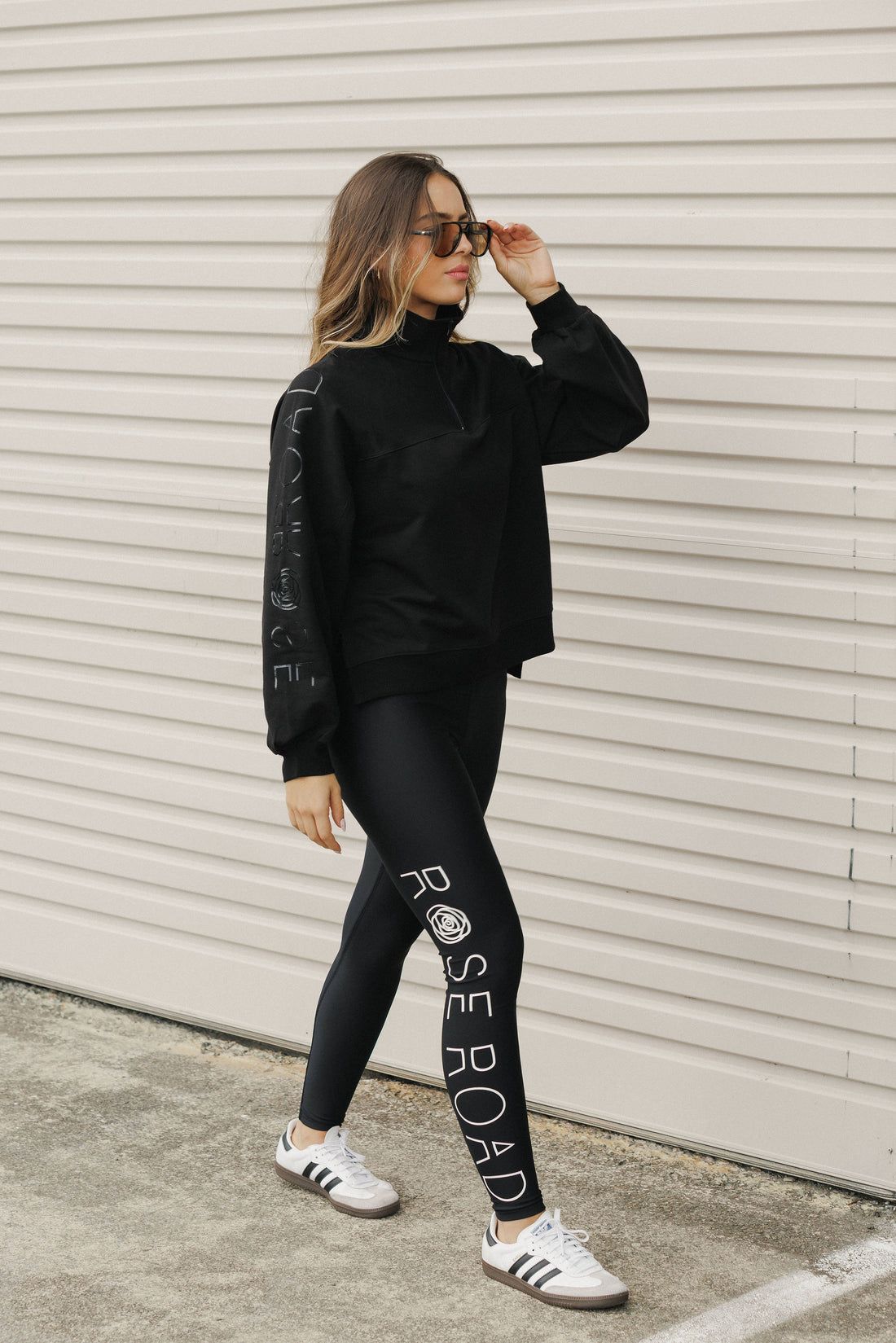 Drawstring Leggings | Black with White Logo