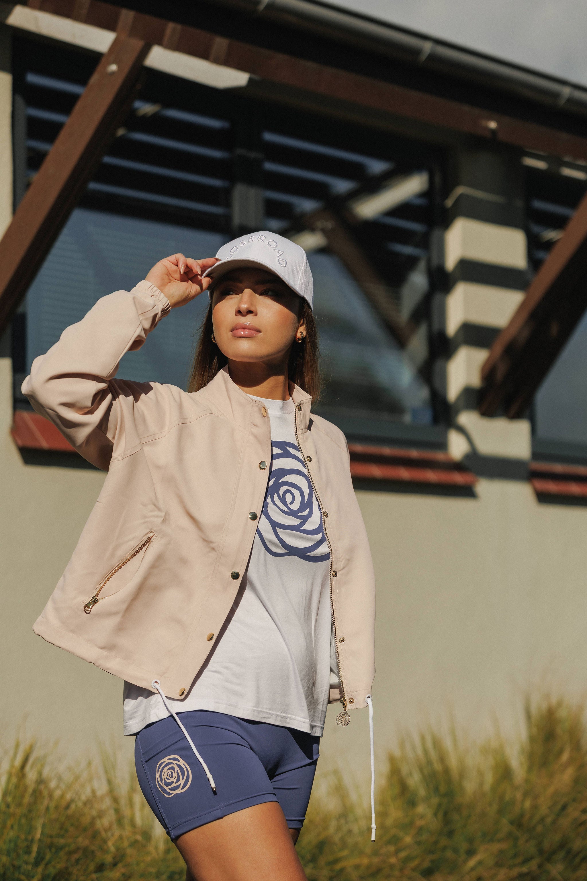Long Sleeve Topher Tee | White with Hyacinth Rose