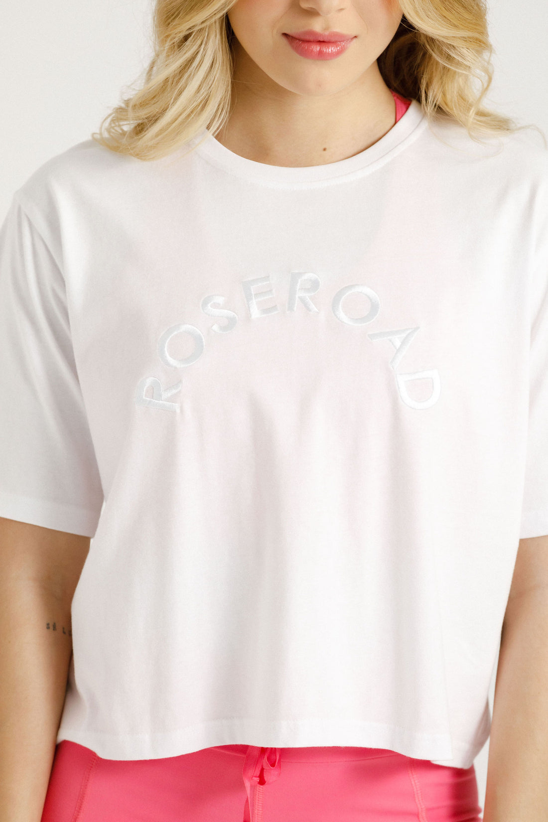 Cropped Tee | White with White Arch