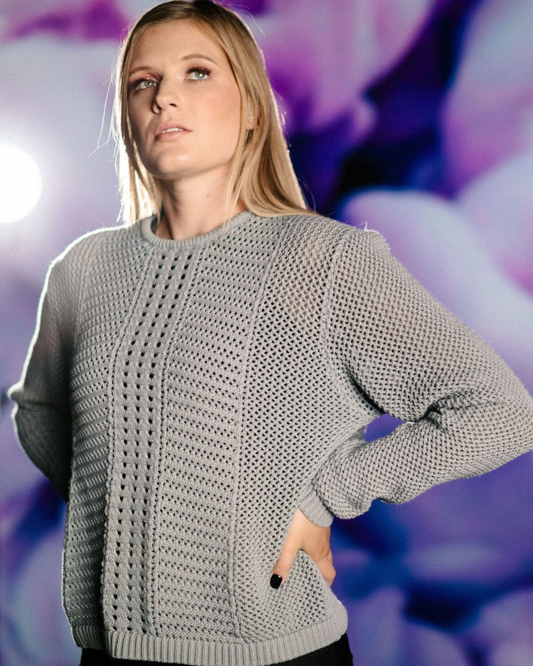 Crochet Long Sleeve Tee | Pewter