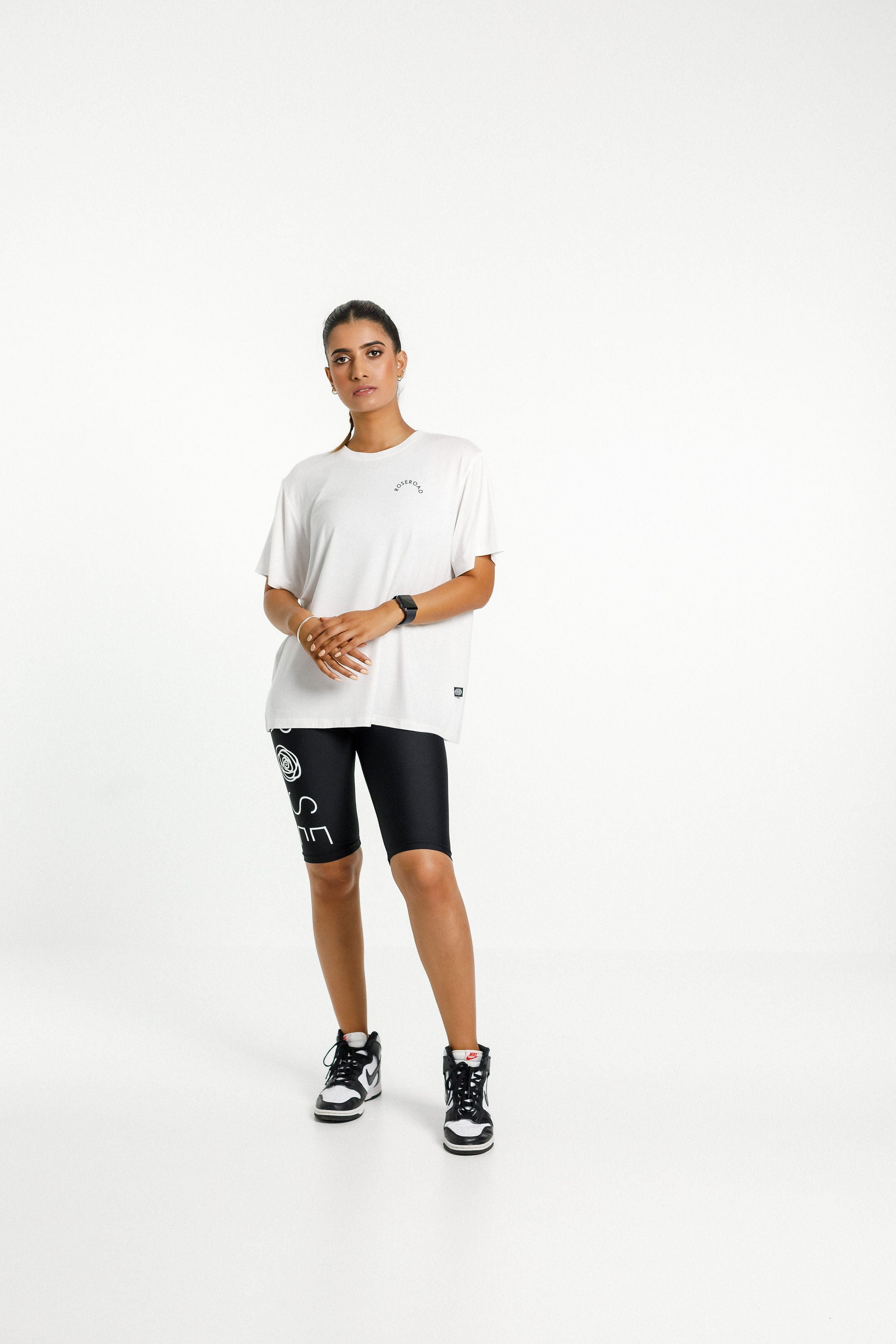 Topher Tee | White with Rose Road Arch Print