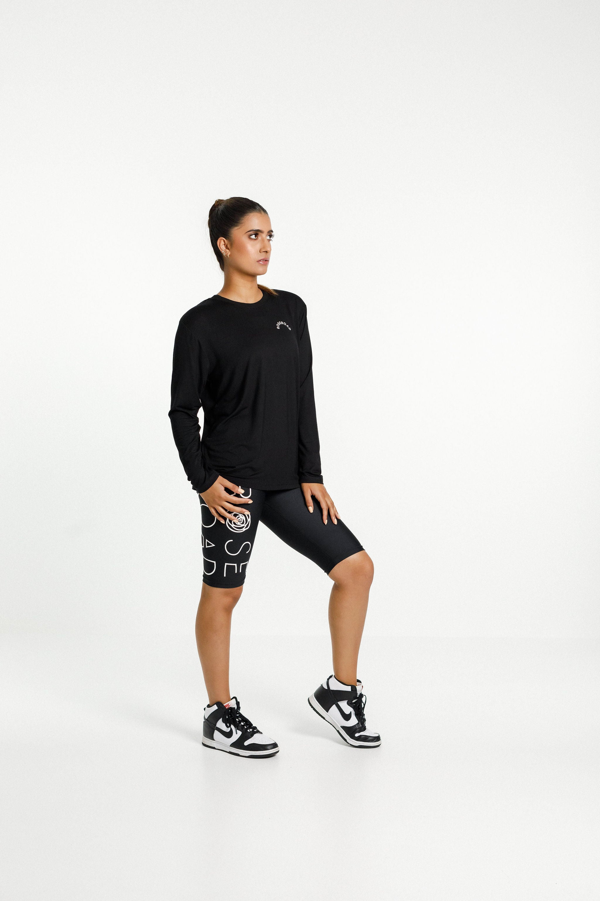 Long Sleeve Tee | Black with Rose Road Arch Print