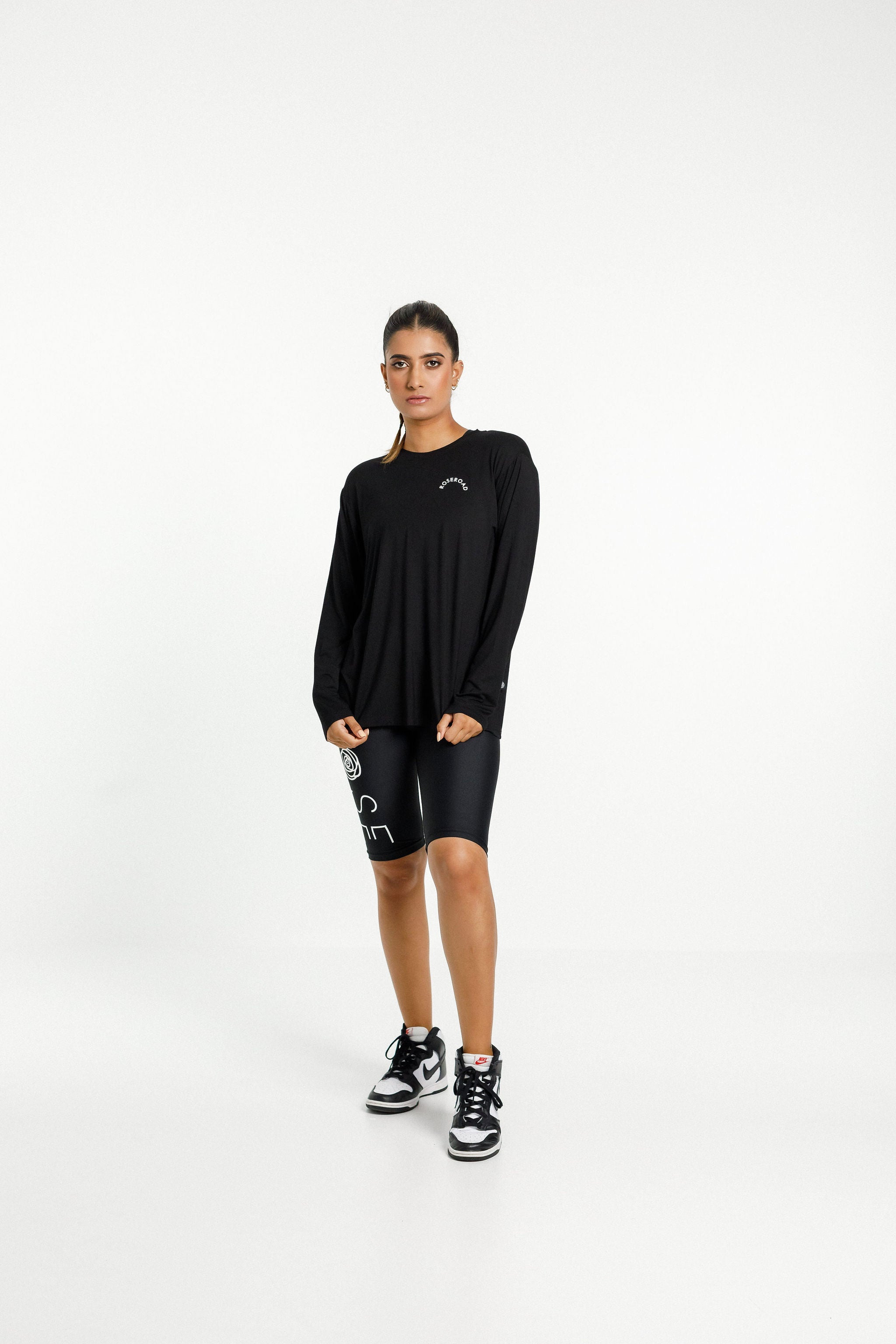 Long Sleeve Tee | Black with Rose Road Arch Print