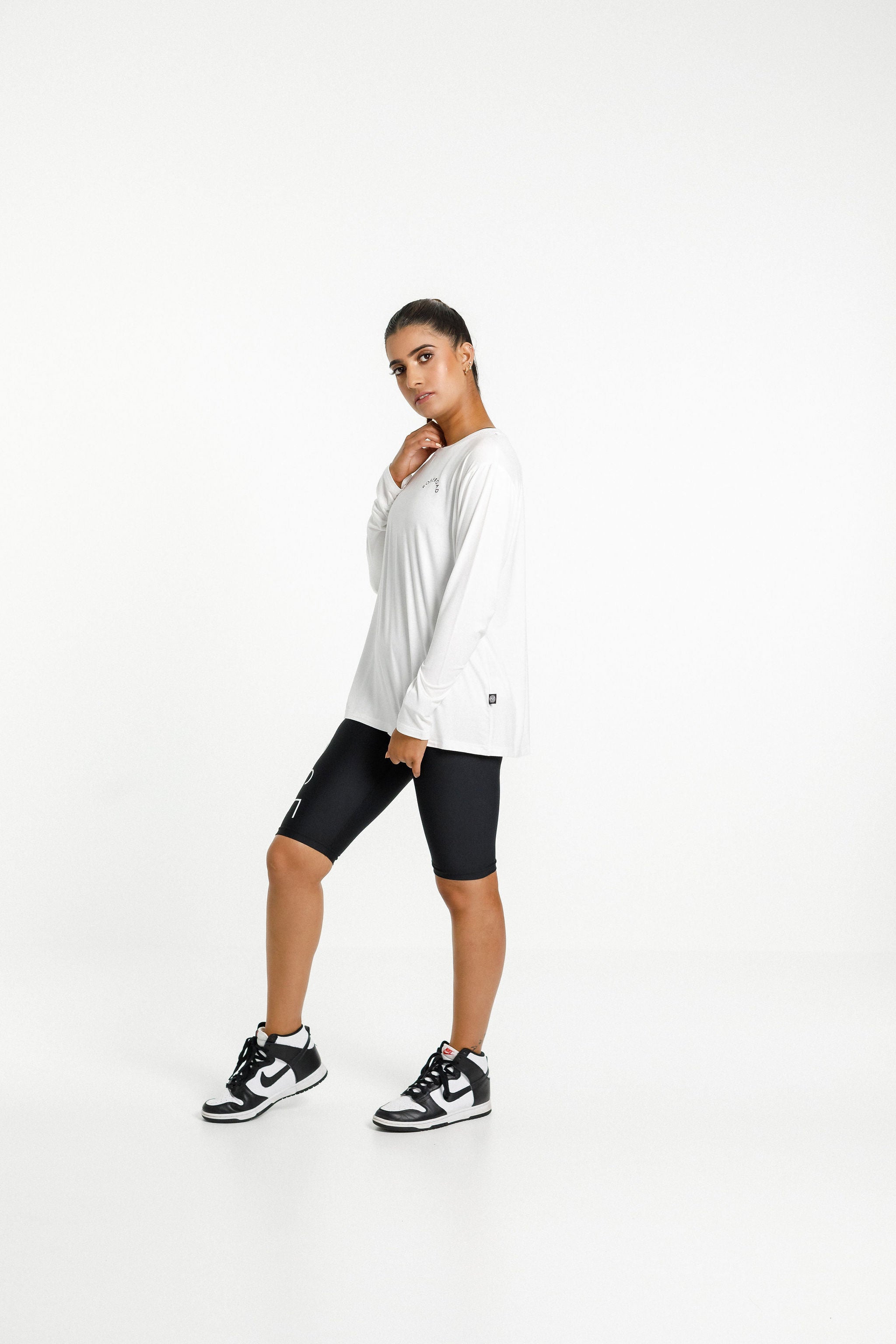 Long Sleeve Tee | White with Rose Road Arch Print
