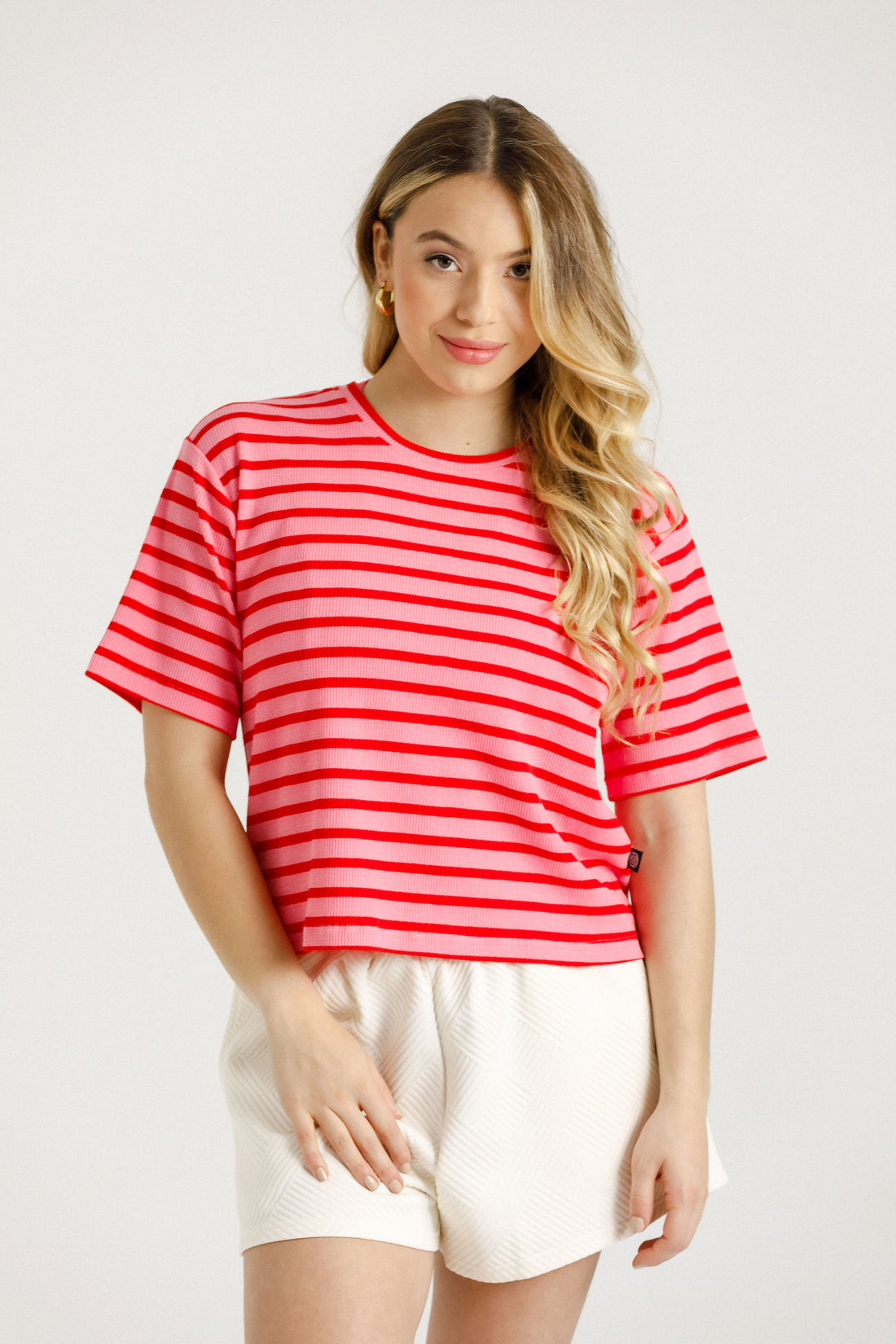Cropped Tee | Berry Stripes