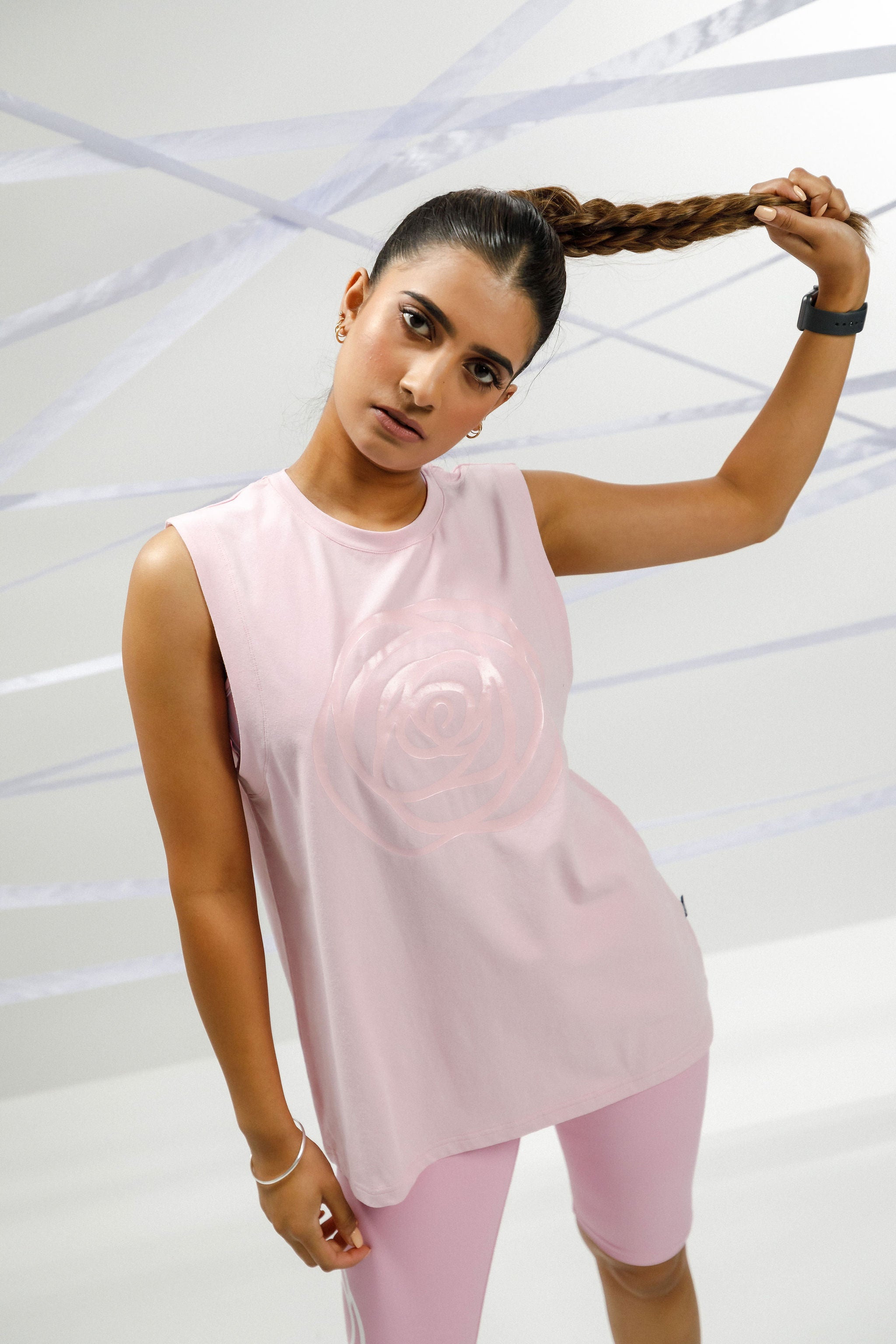 Fox Singlet | Pink Bloom with Tonal Rose