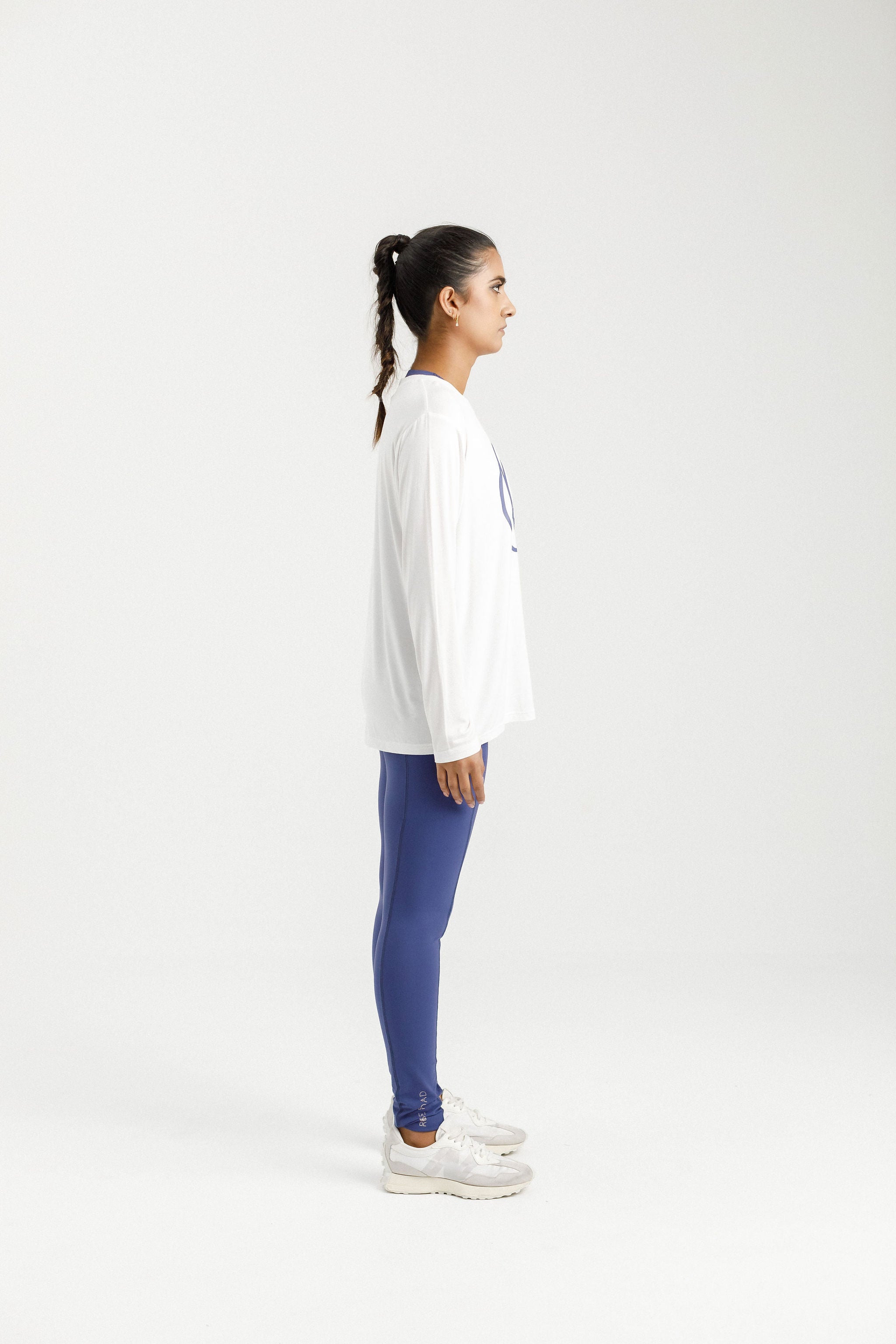 Long Sleeve Topher Tee | White with Hyacinth Rose