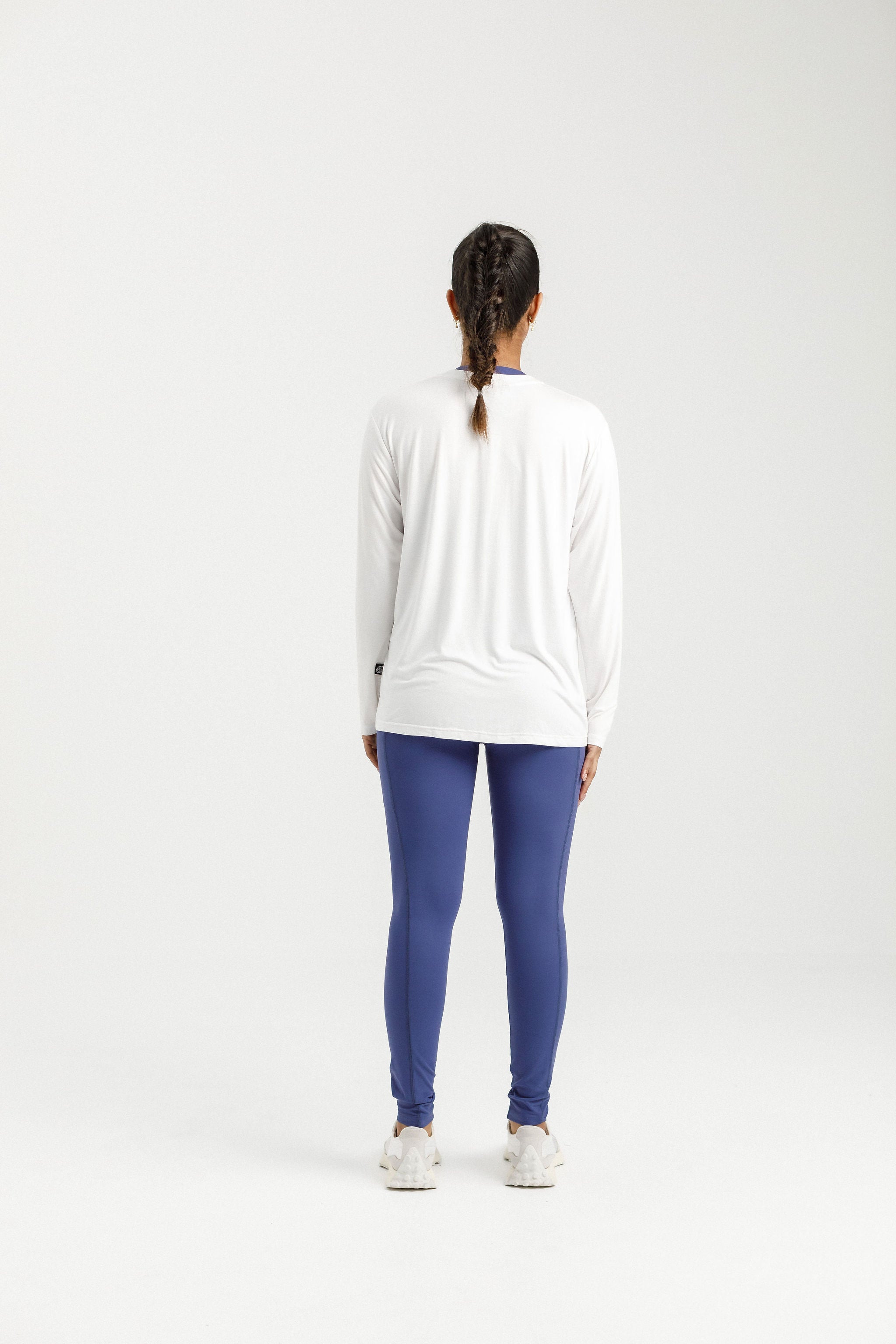 Long Sleeve Topher Tee | White with Hyacinth Rose