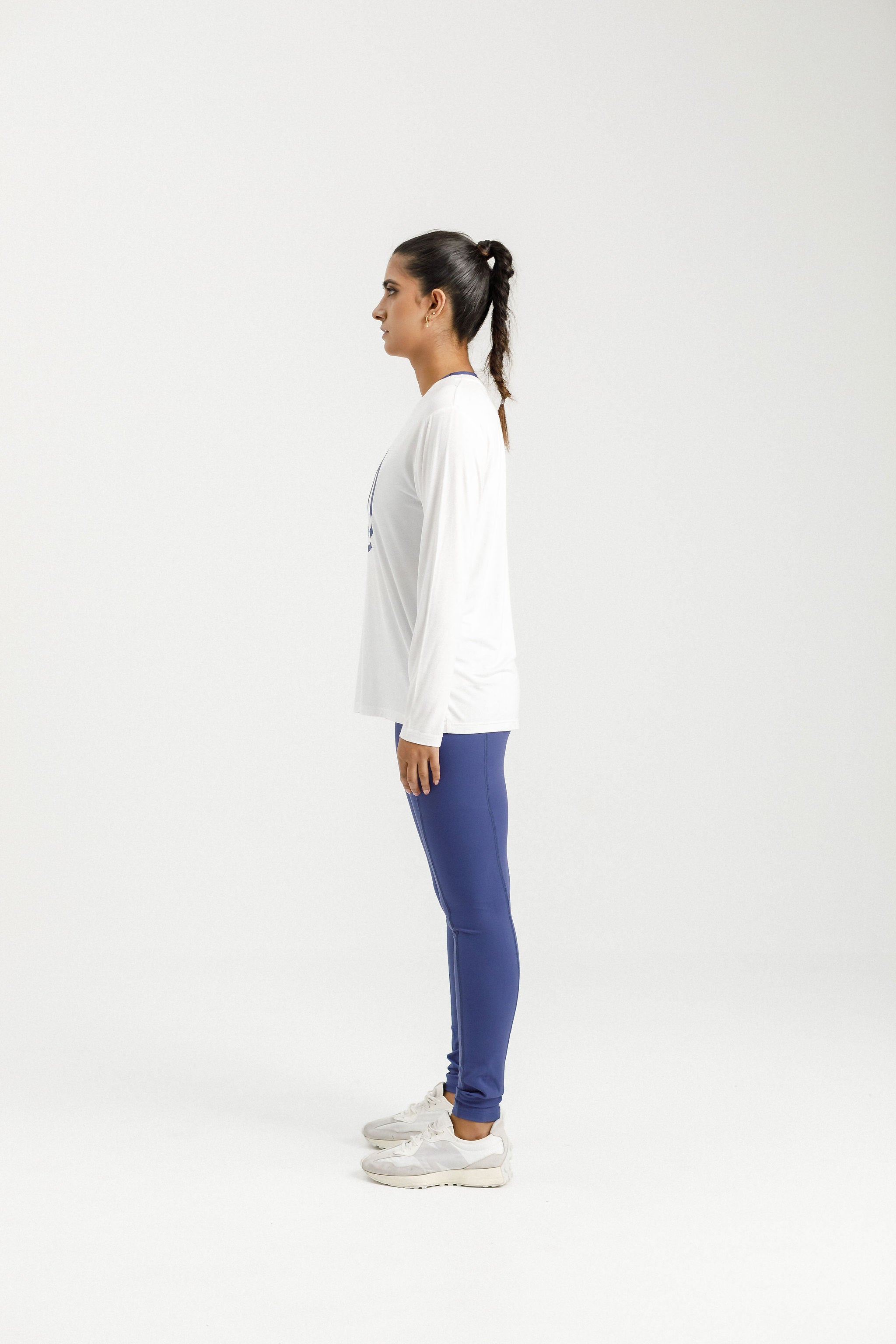 Long Sleeve Topher Tee | White with Hyacinth Rose