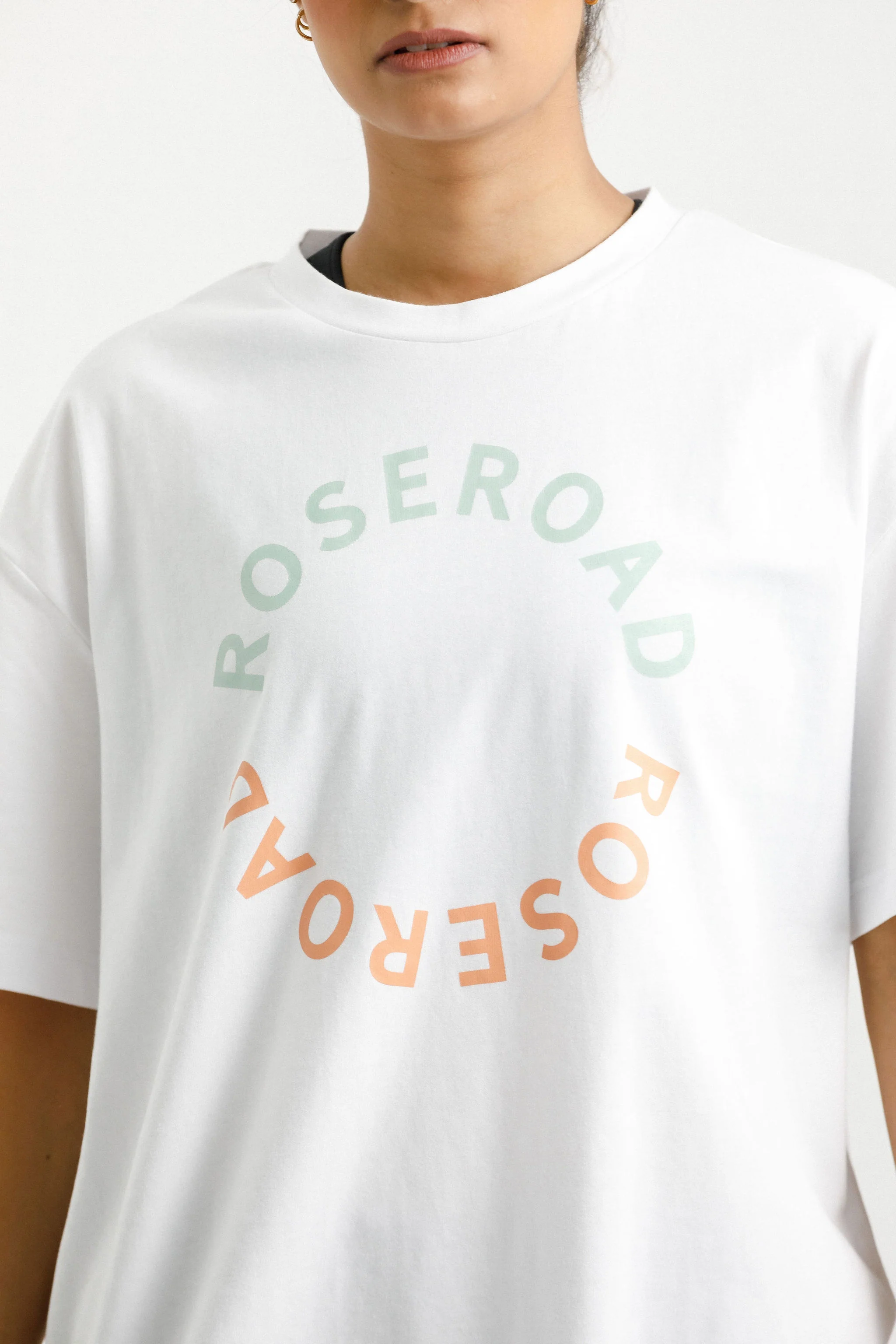 Arizona Tee | White with Seafoam Circular Print