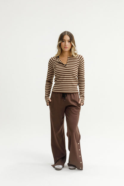Benne Long Sleeve | Chocolate Stripes
