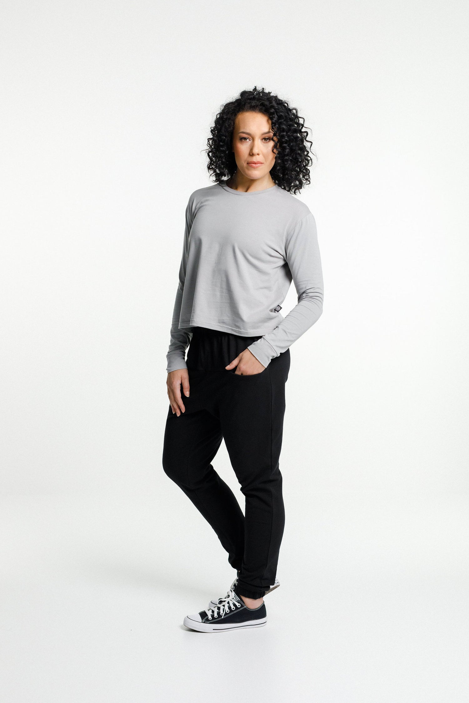 Cropped Long Sleeve Tee | Sale | Pewter