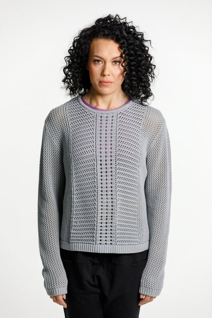 Crochet Long Sleeve Tee | Sale | Pewter