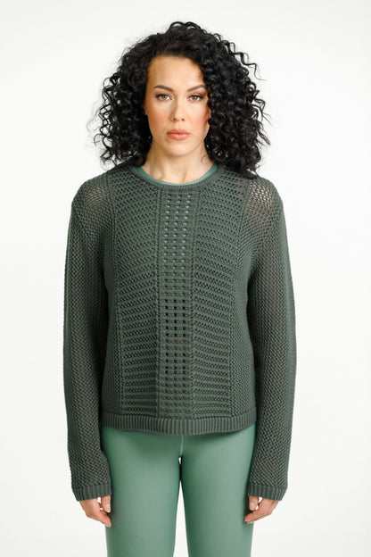 Crochet Long Sleeve Tee | Sale | Rotoiti Green