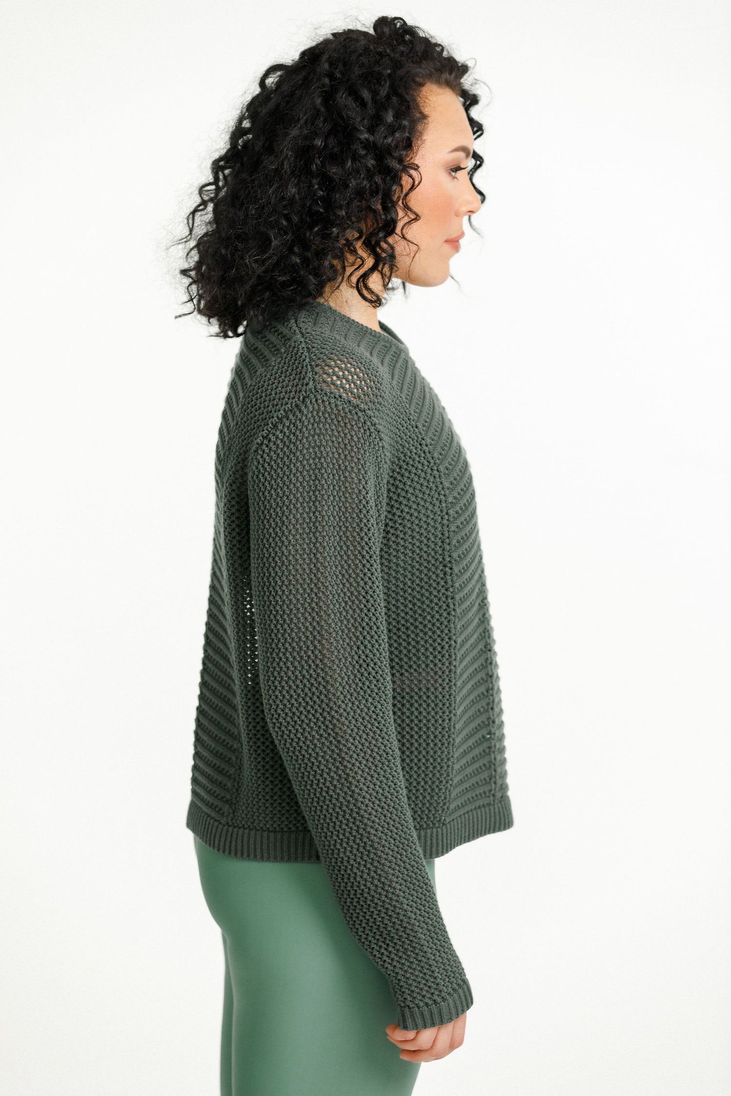 Crochet Long Sleeve Tee | Sale | Rotoiti Green
