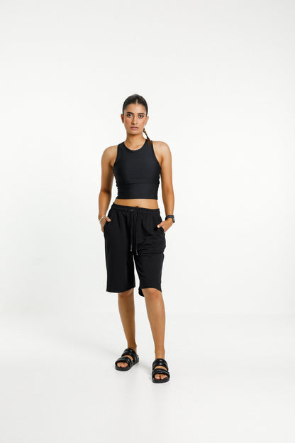 Long Sweat Shorts | Black