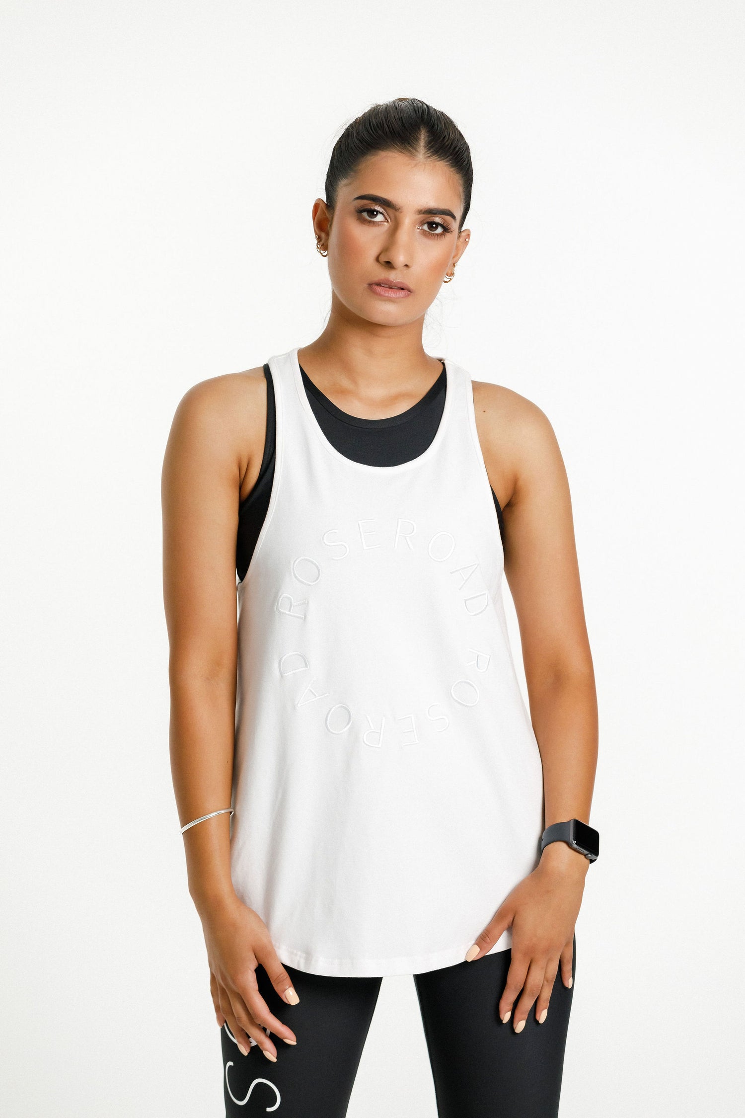 Racerback Singlet | White with Embroidery