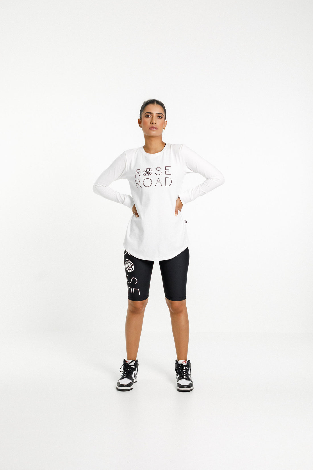 Harper Long Sleeve Tee | White with Logo