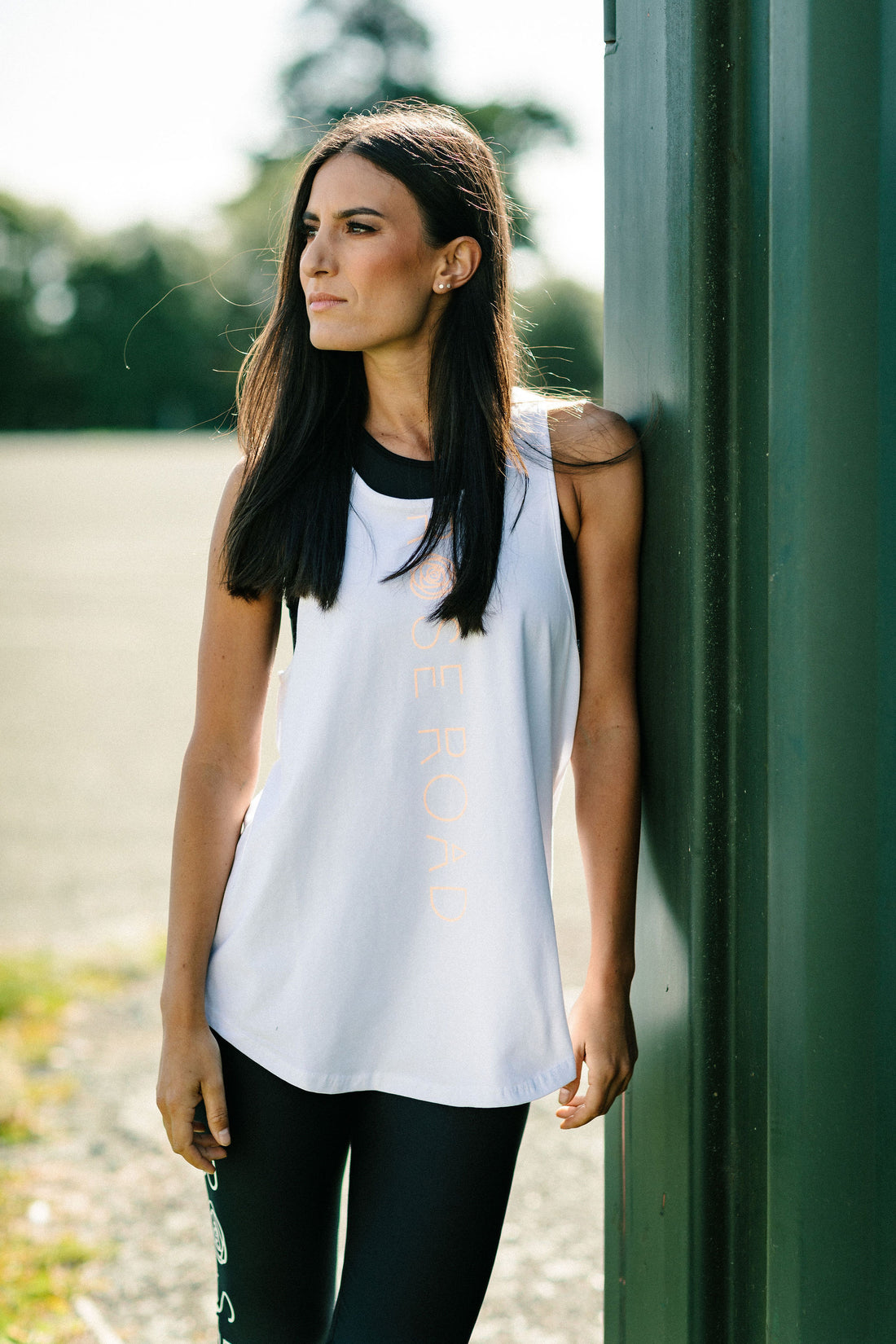 Racerback Singlet | Sale | White with Peach Logo