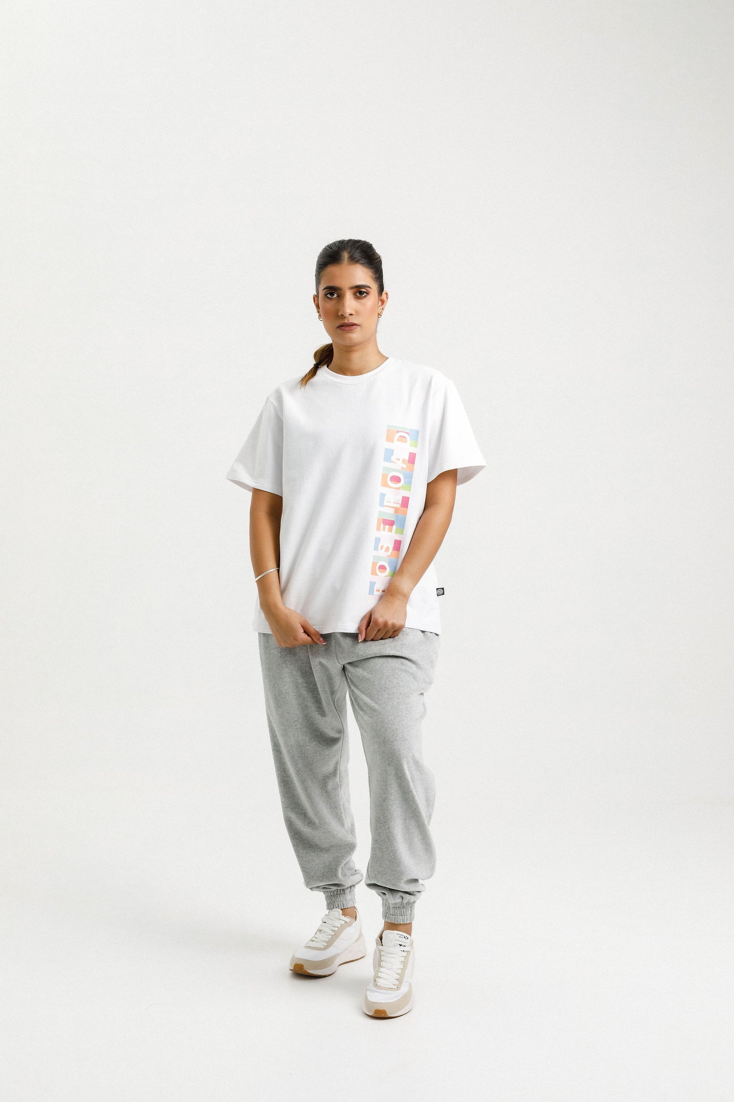 Topher Tee | White with Meta Blocks Print