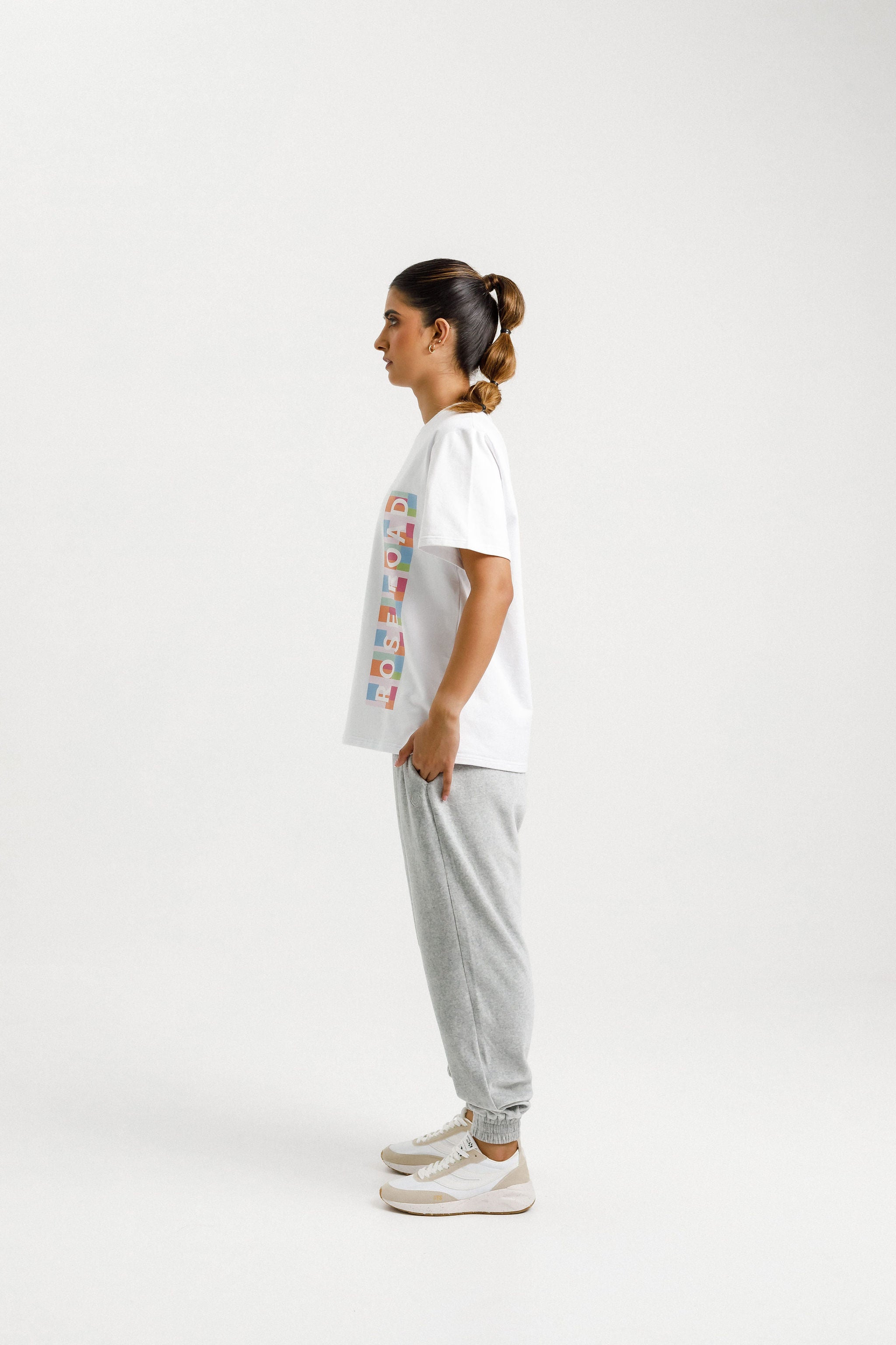 Topher Tee | White with Meta Blocks Print