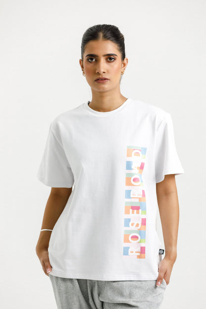 Topher Tee | White with Meta Blocks Print