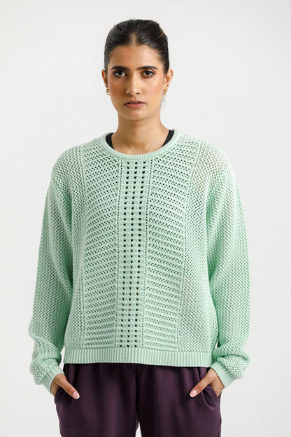 Crochet Long Sleeve Tee | Seafoam