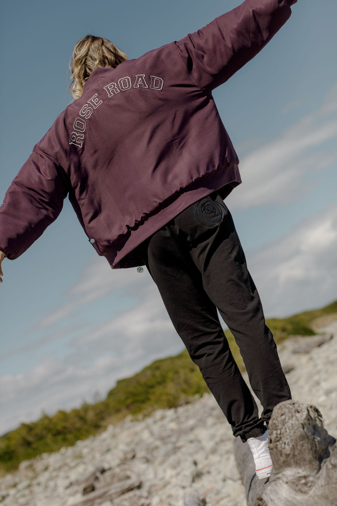 Varsity Bomber Jacket | Plum
