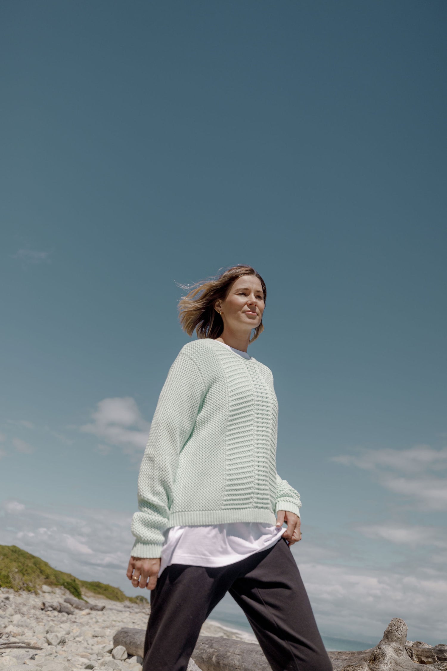 Crochet Long Sleeve Tee | Seafoam