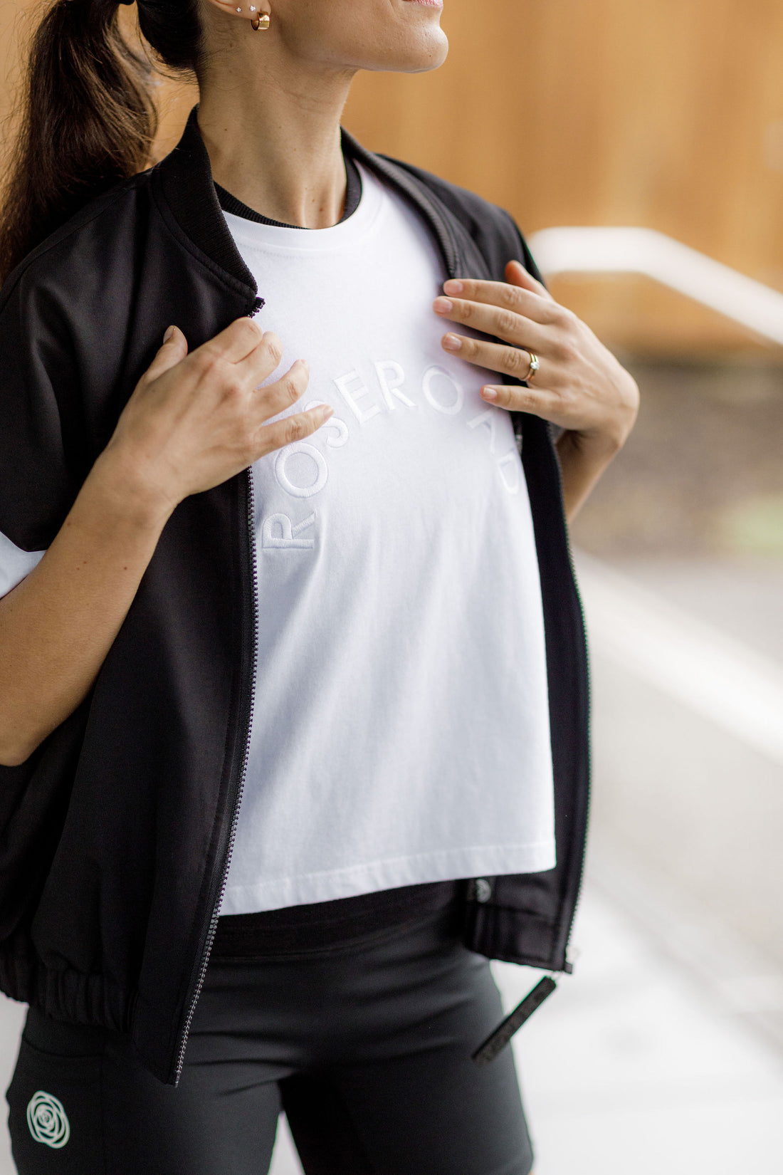 Cropped Tee | White with White Arch