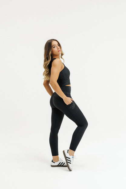 Ryker Legging - Black with Black Rose
