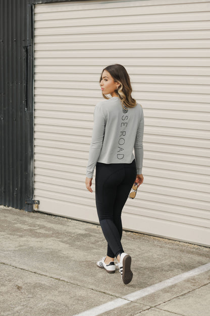 Cropped Long Sleeve Tee | Pewter