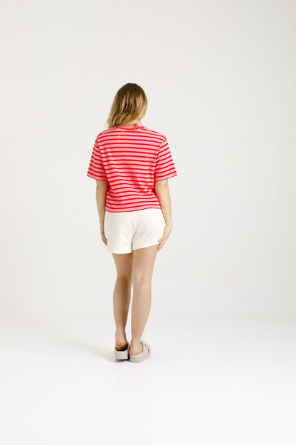 Cropped Tee | Berry Stripes