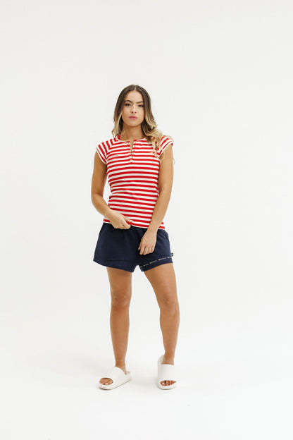 Benne Tee | Cherry Red Stripes